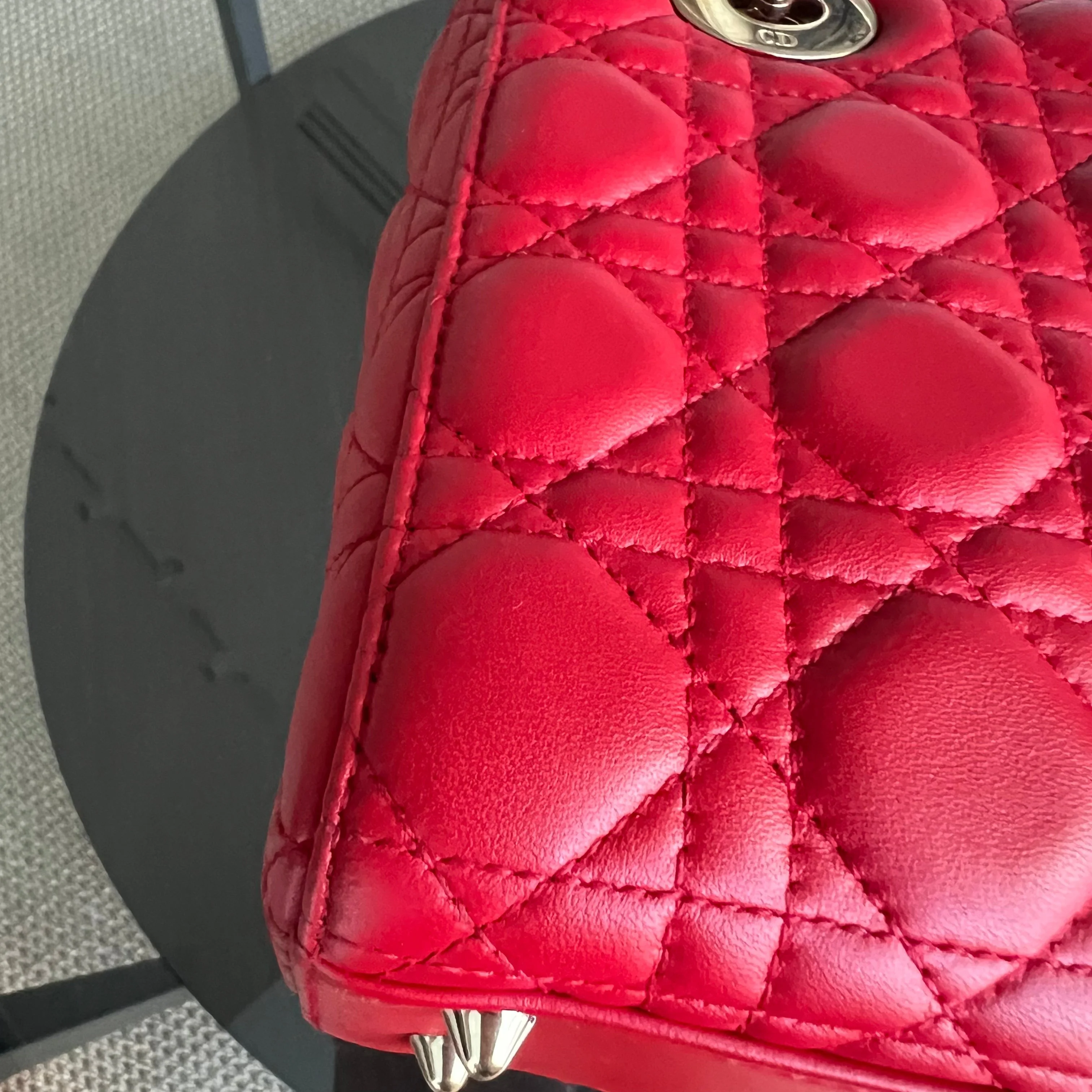 Dior Lady Small Cannage Lambskin Red Golden Hardware - Best Luxury Designers