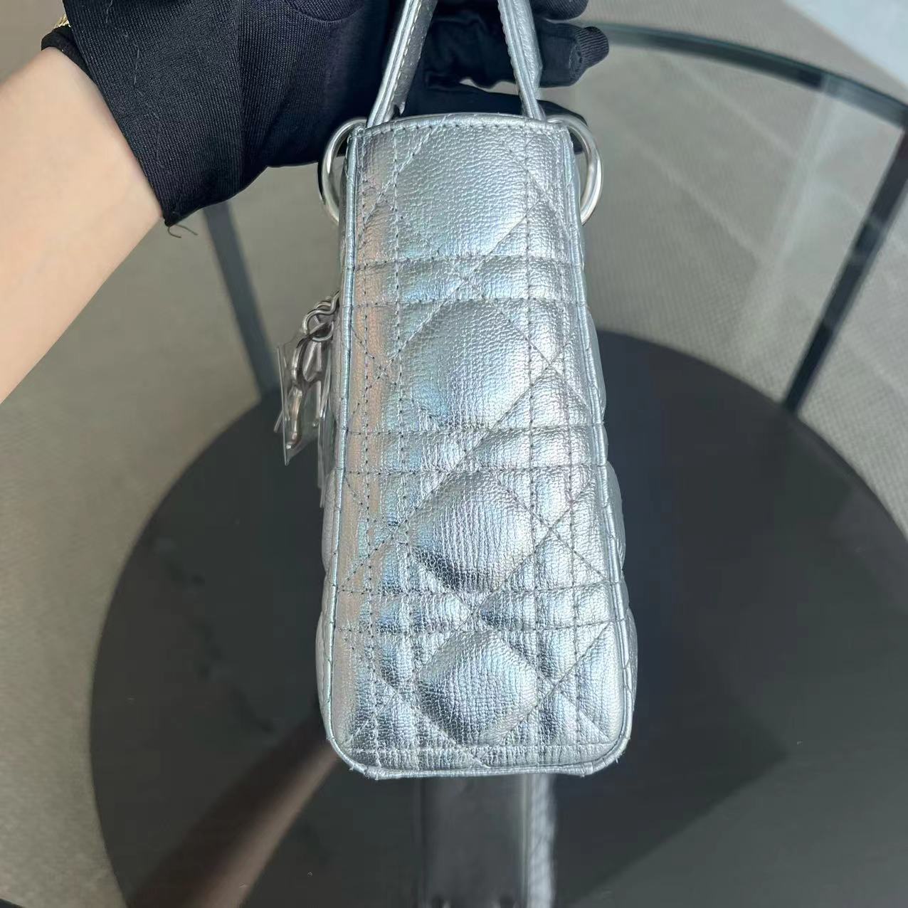 Dior Lady Small Metallic Calfskin Cannage ABC MyABC Silver Hardware - Best Luxury Designers