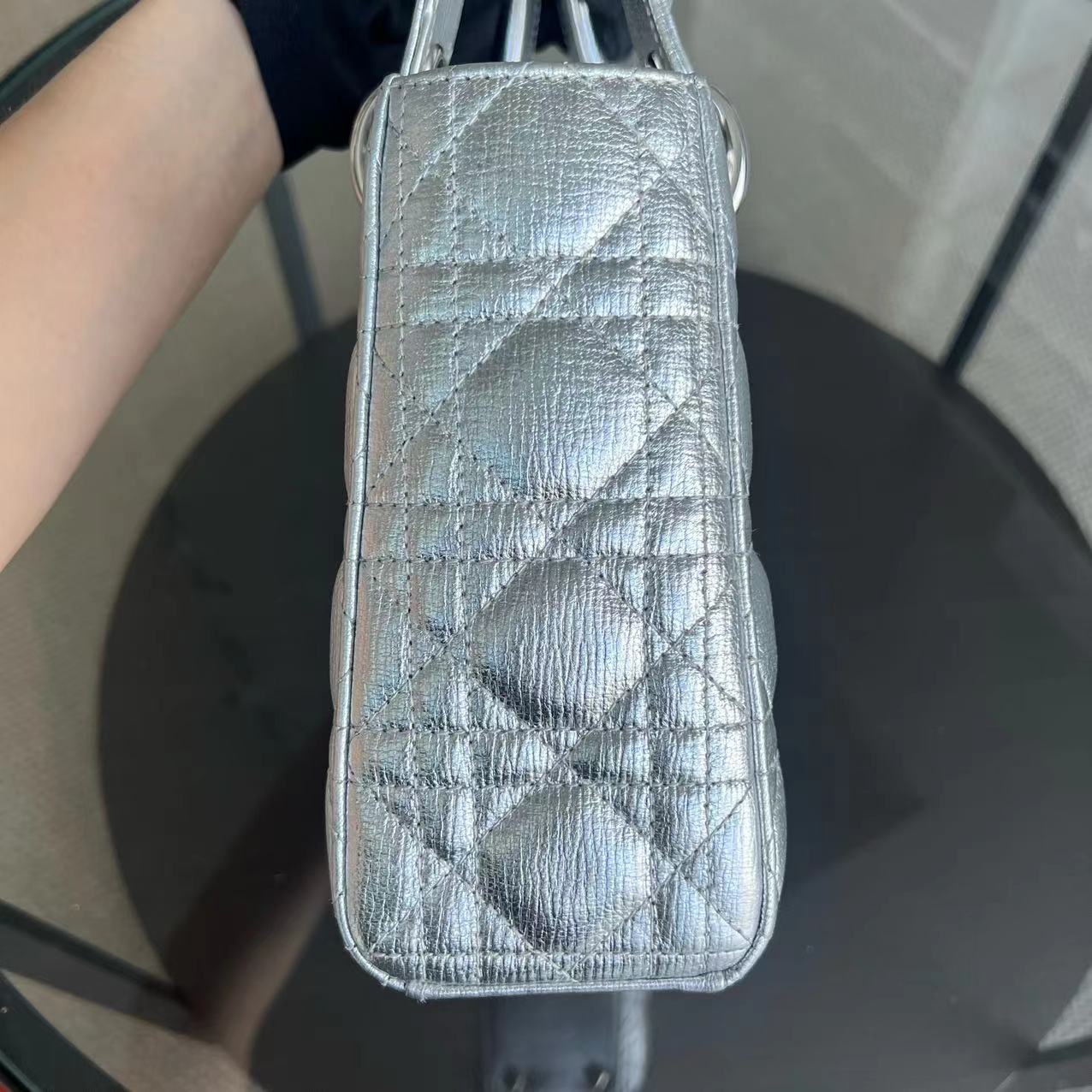 Dior Lady Small Metallic Calfskin Cannage ABC MyABC Silver Hardware - Best Luxury Designers