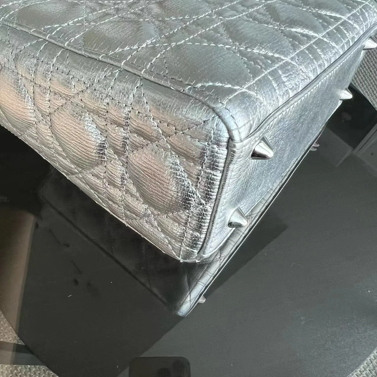 Dior Lady Small Metallic Calfskin Cannage ABC MyABC Silver Hardware - Best Luxury Designers