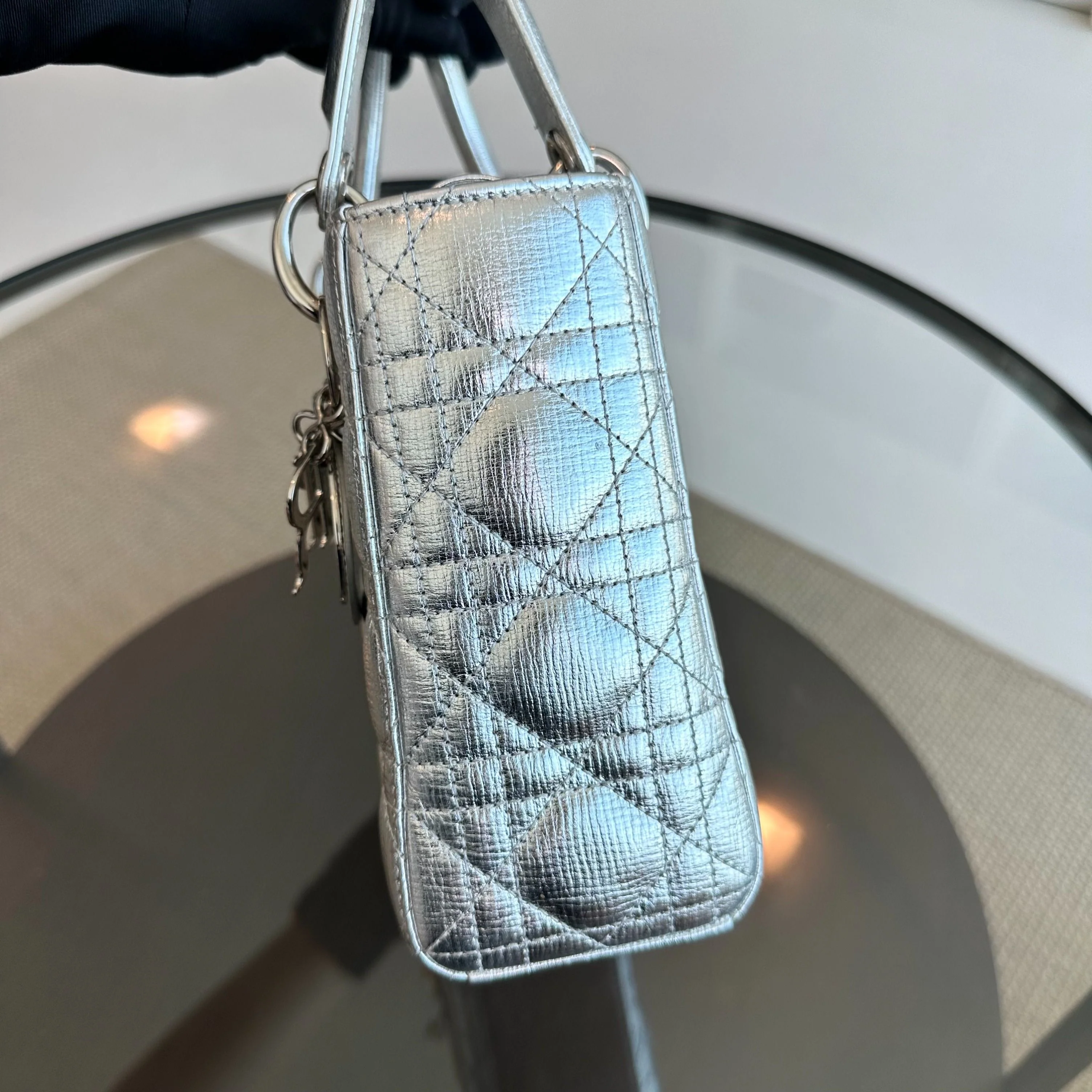 Dior Lady Small Metallic Silver Limited Edition Badge Charm ABC SHW - Best Luxury Designers
