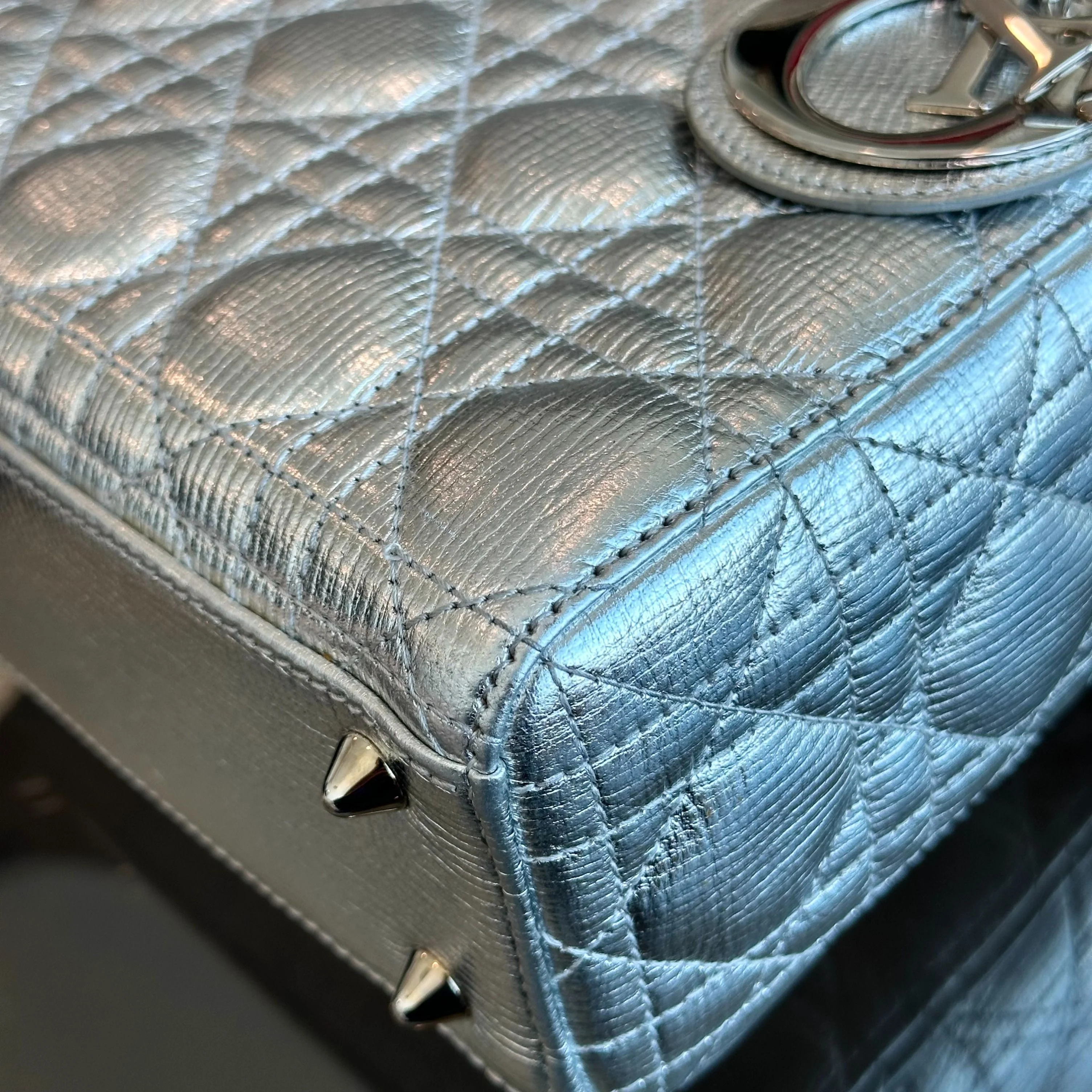 Dior Lady Small Metallic Silver Limited Edition Badge Charm ABC SHW - Best Luxury Designers