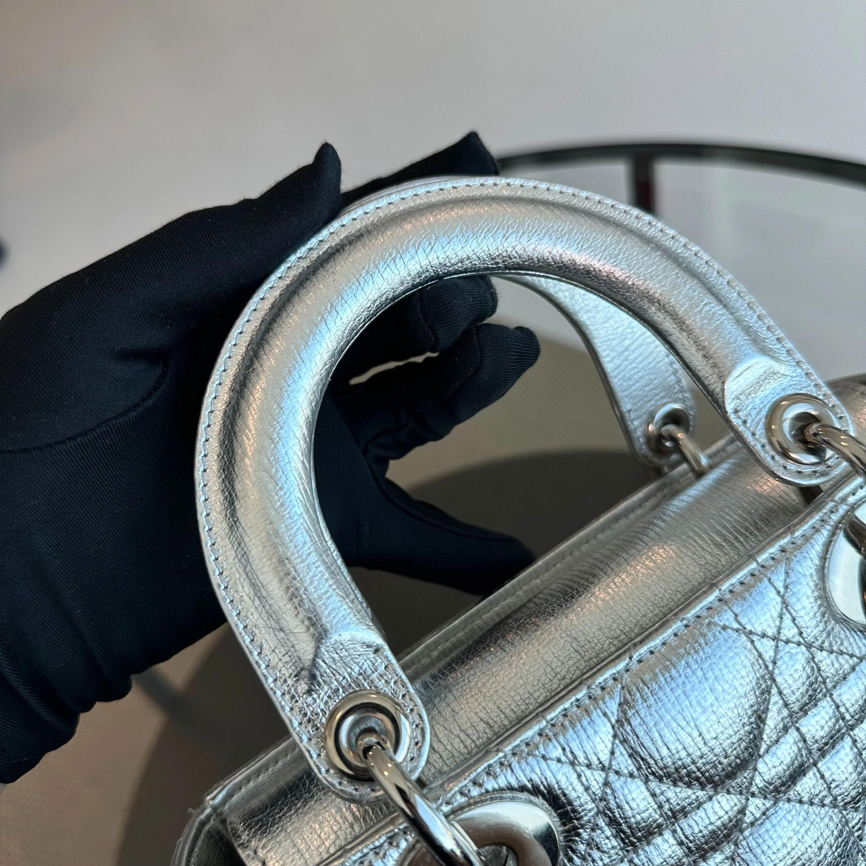 Dior Lady Small Metallic Silver Limited Edition Badge Charm ABC SHW - Best Luxury Designers