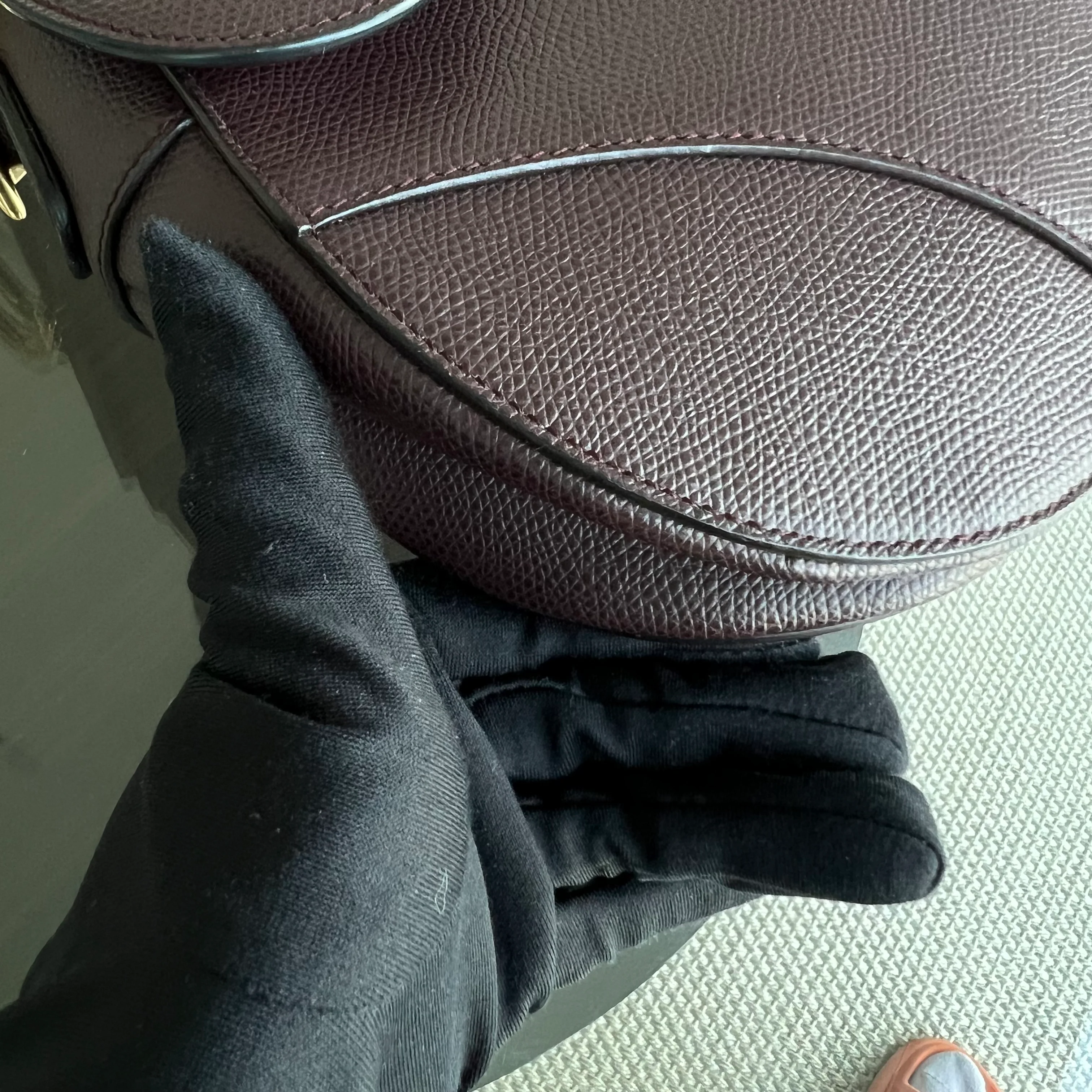 Dior Medium Saddle 25CM Grained Calfskin Burgundy Golden Hardware - Best Luxury Designers