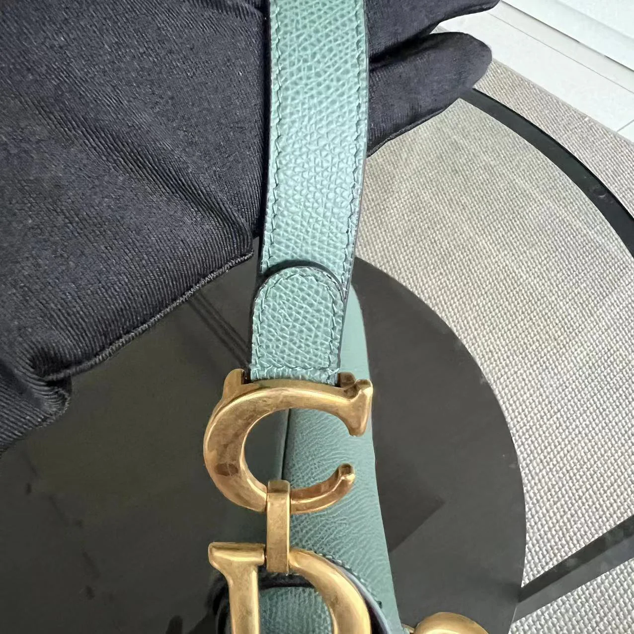 Dior Medium Saddle Grained Calfskin 25CM Haze Green Golden Hardware - Best Luxury Designers