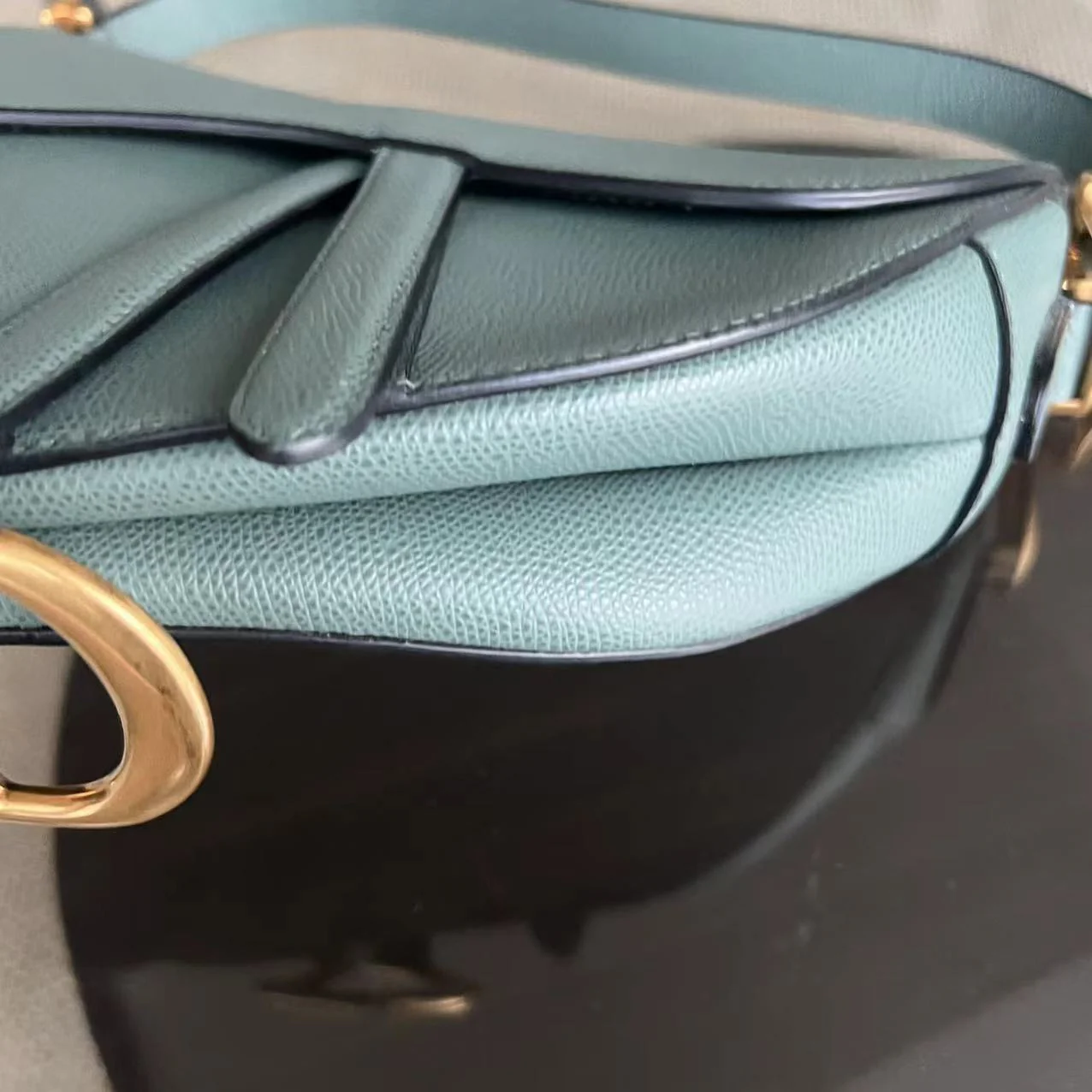 Dior Medium Saddle Grained Calfskin 25CM Haze Green Golden Hardware - Best Luxury Designers