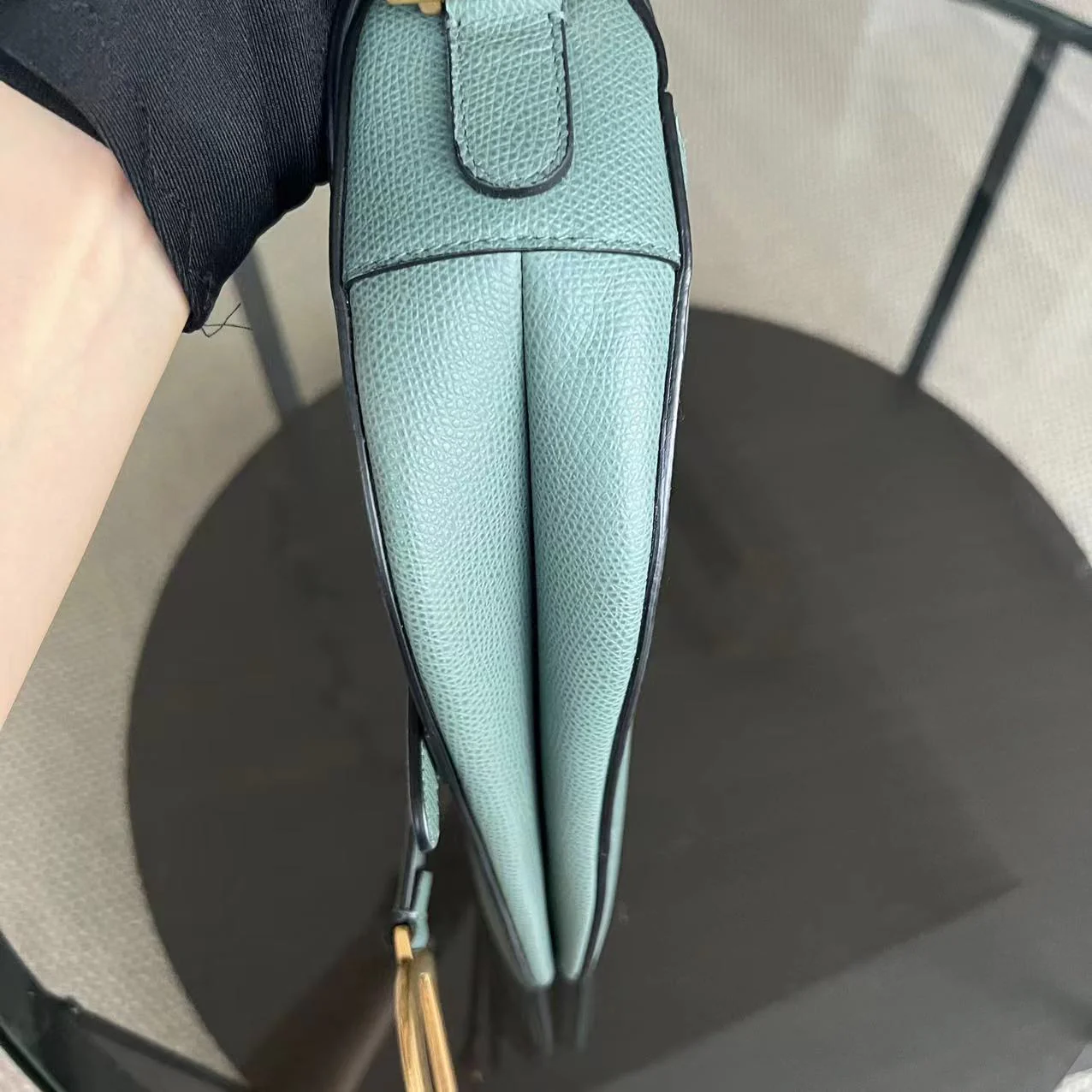 Dior Medium Saddle Grained Calfskin 25CM Haze Green Golden Hardware - Best Luxury Designers
