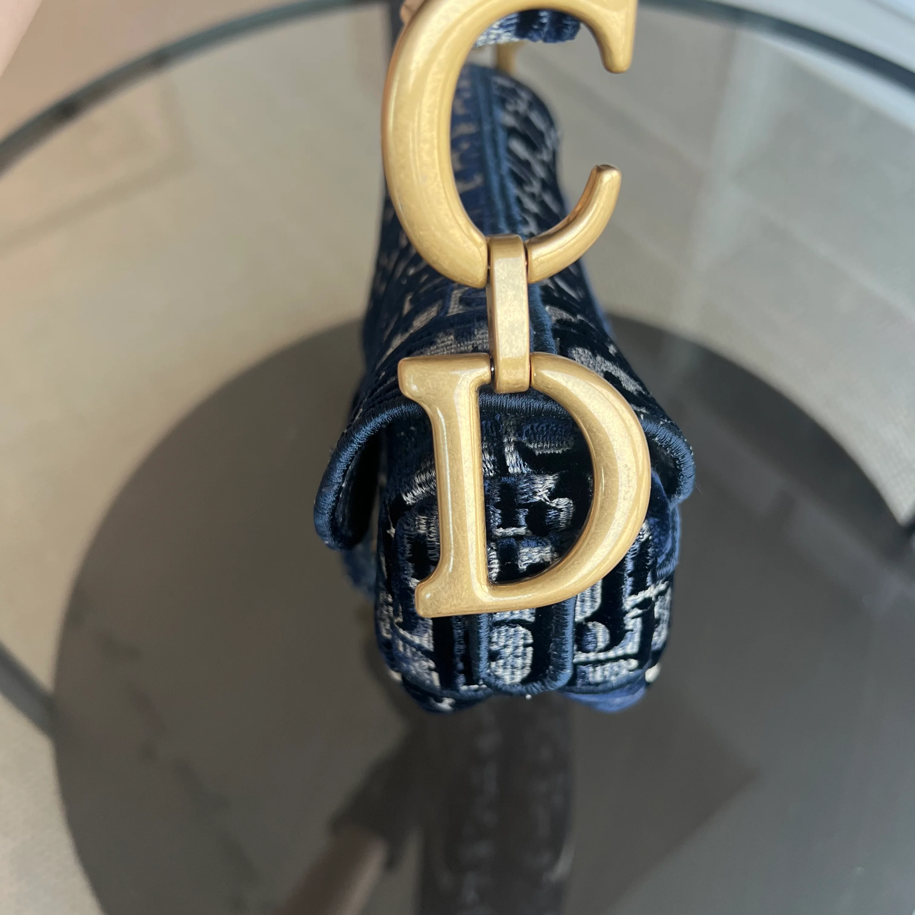 Dior Medium Saddle Oblique Canvas Dark Blue Golden Hardware - Best Luxury Designers