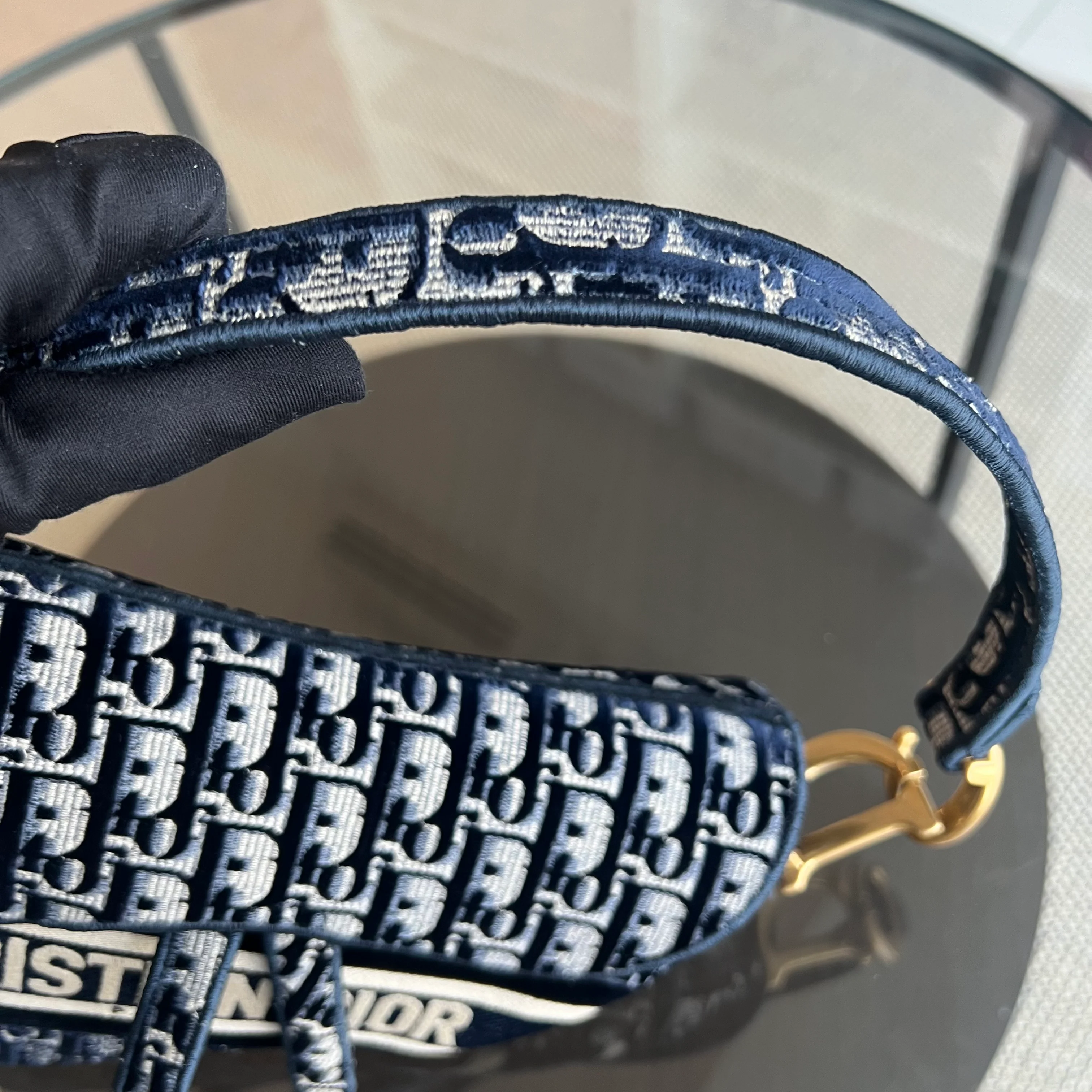 Dior Medium Saddle Oblique Canvas Dark Blue Golden Hardware - Best Luxury Designers