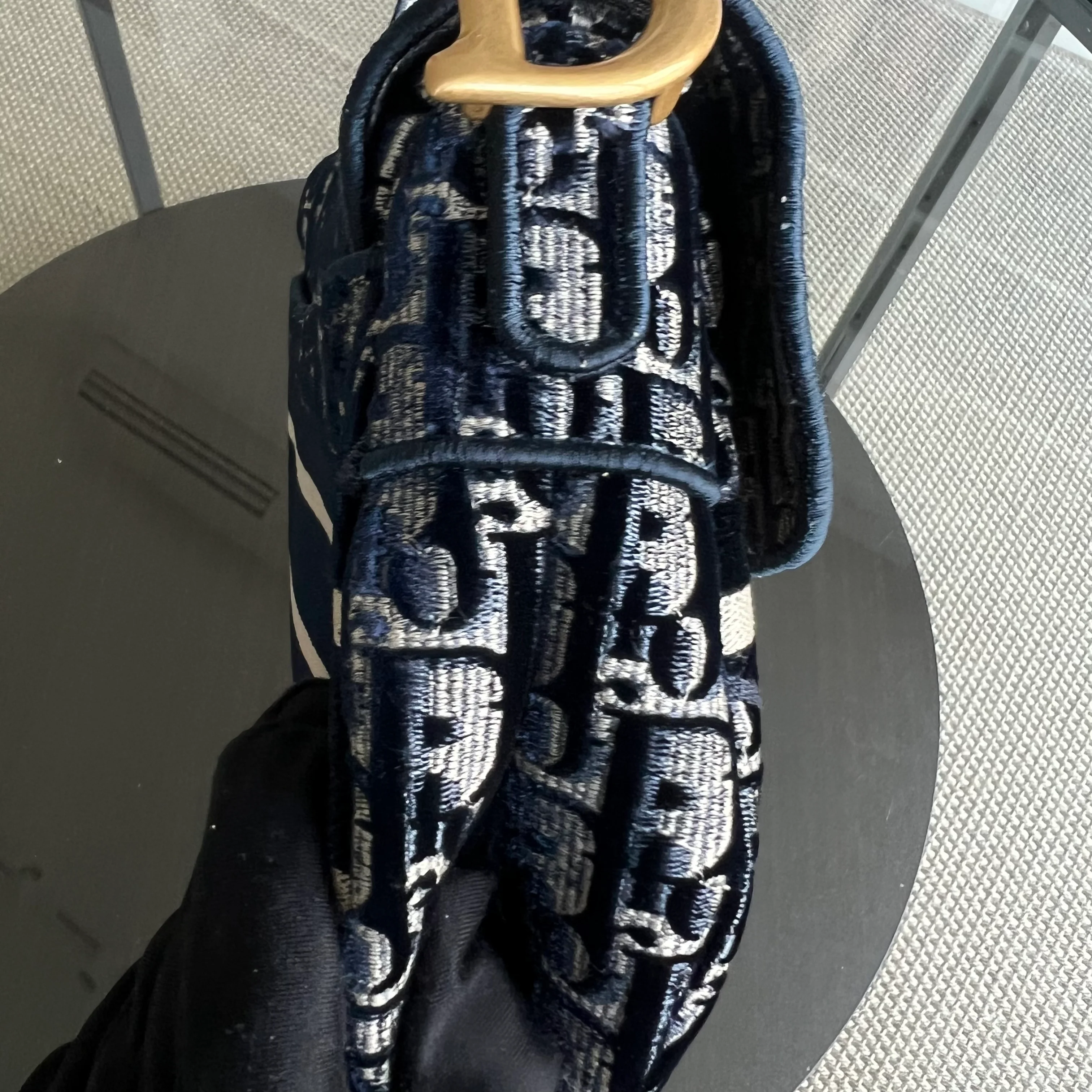 Dior Medium Saddle Oblique Canvas Dark Blue Golden Hardware - Best Luxury Designers