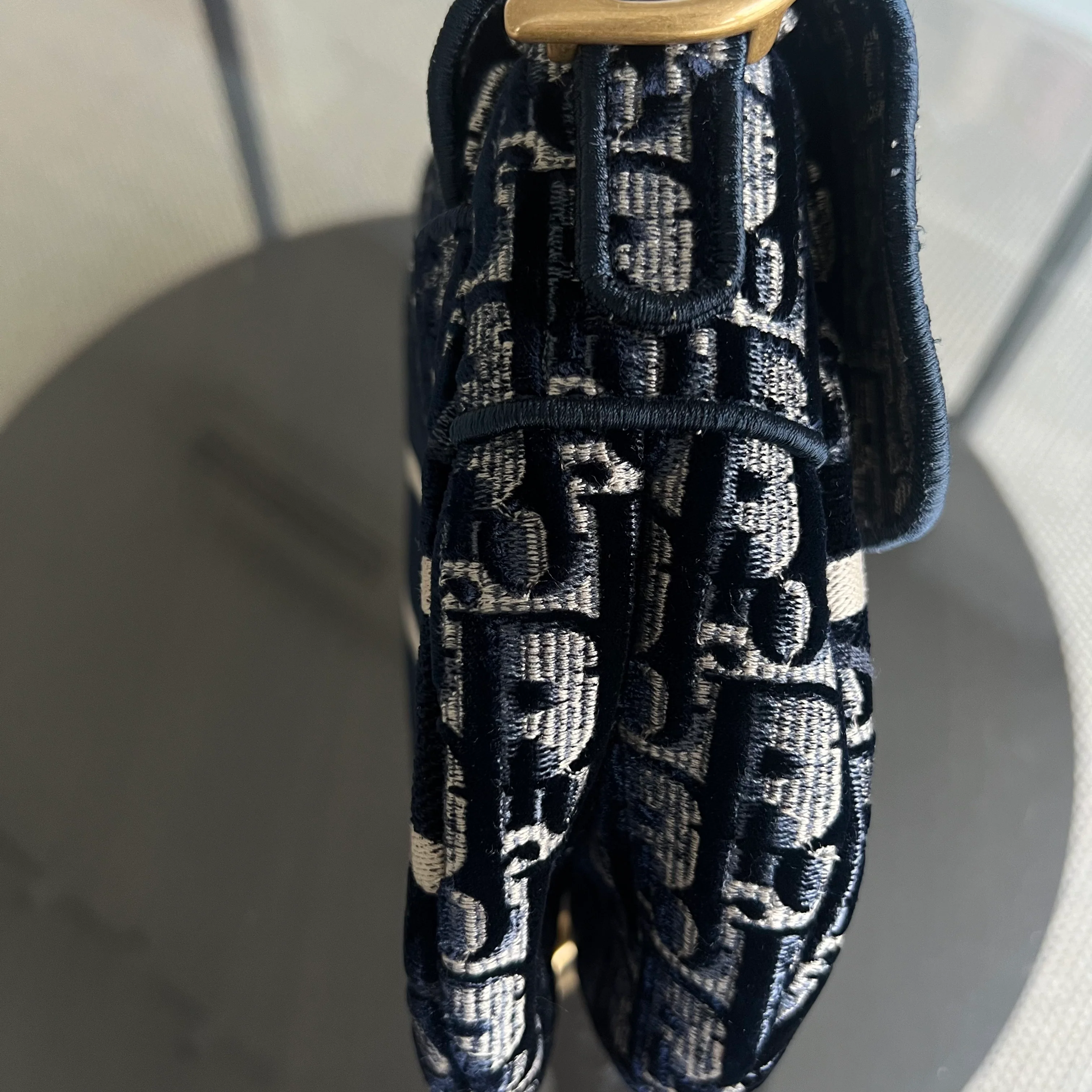 Dior Medium Saddle Oblique Canvas Dark Blue Golden Hardware - Best Luxury Designers