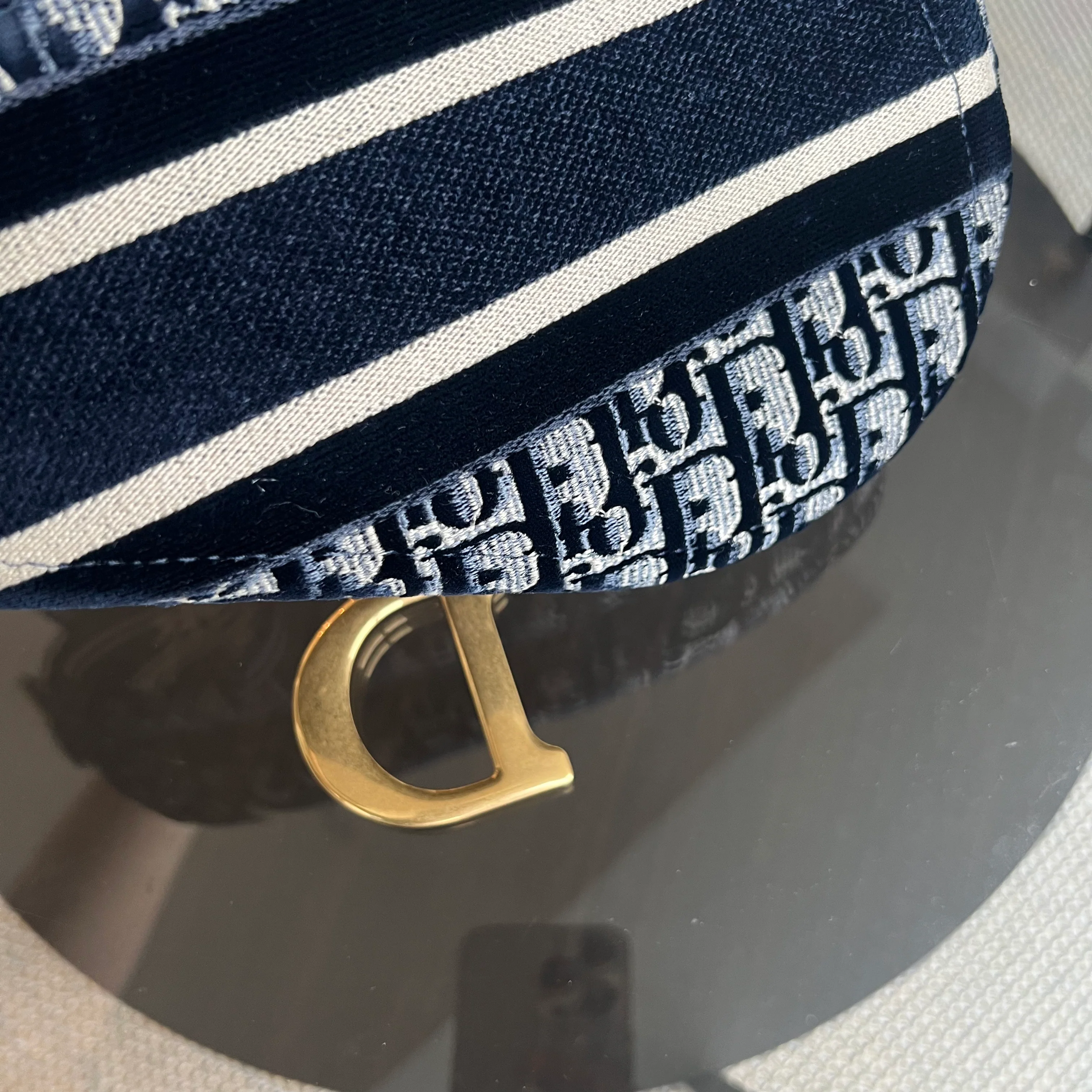 Dior Medium Saddle Oblique Canvas Dark Blue Golden Hardware - Best Luxury Designers