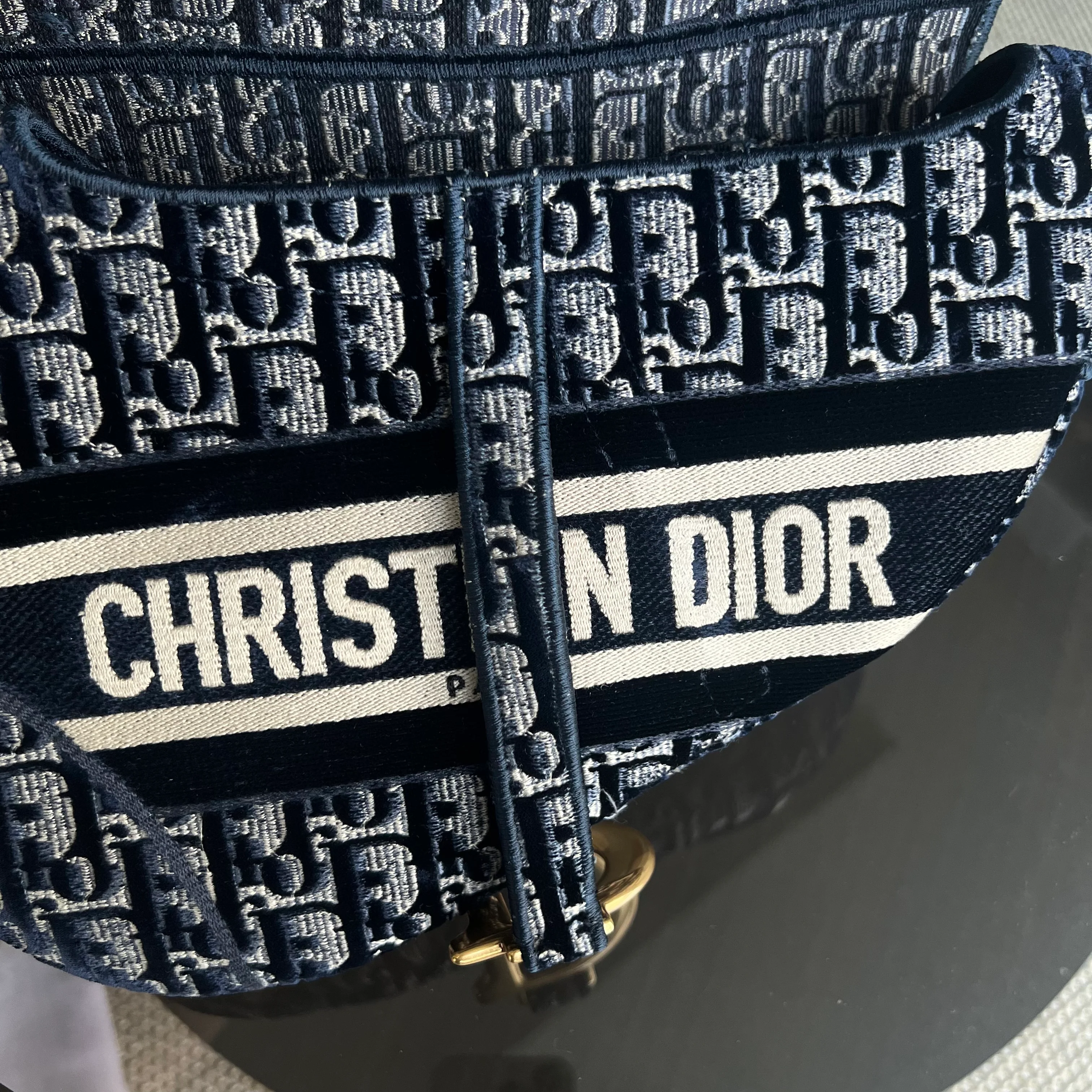 Dior Medium Saddle Oblique Canvas Dark Blue Golden Hardware - Best Luxury Designers