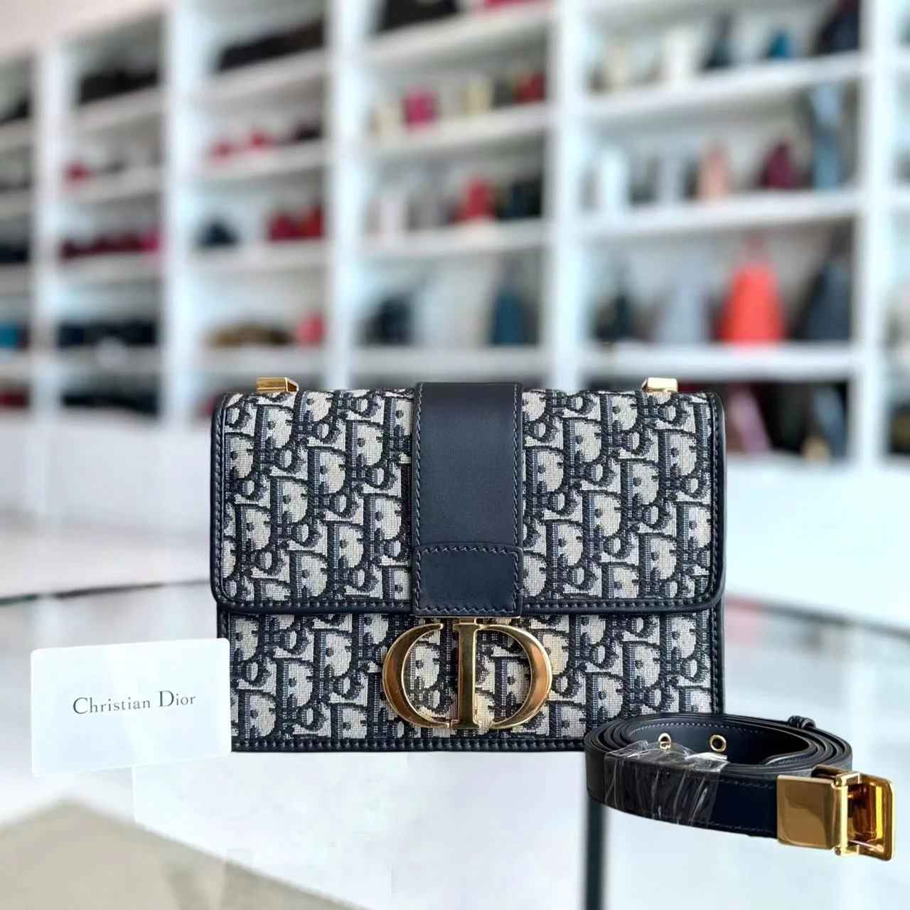 Dior Mongtaigne 30 Medium Oblique Canvas Blue Shoulder Bag GHW - Best Luxury Designers