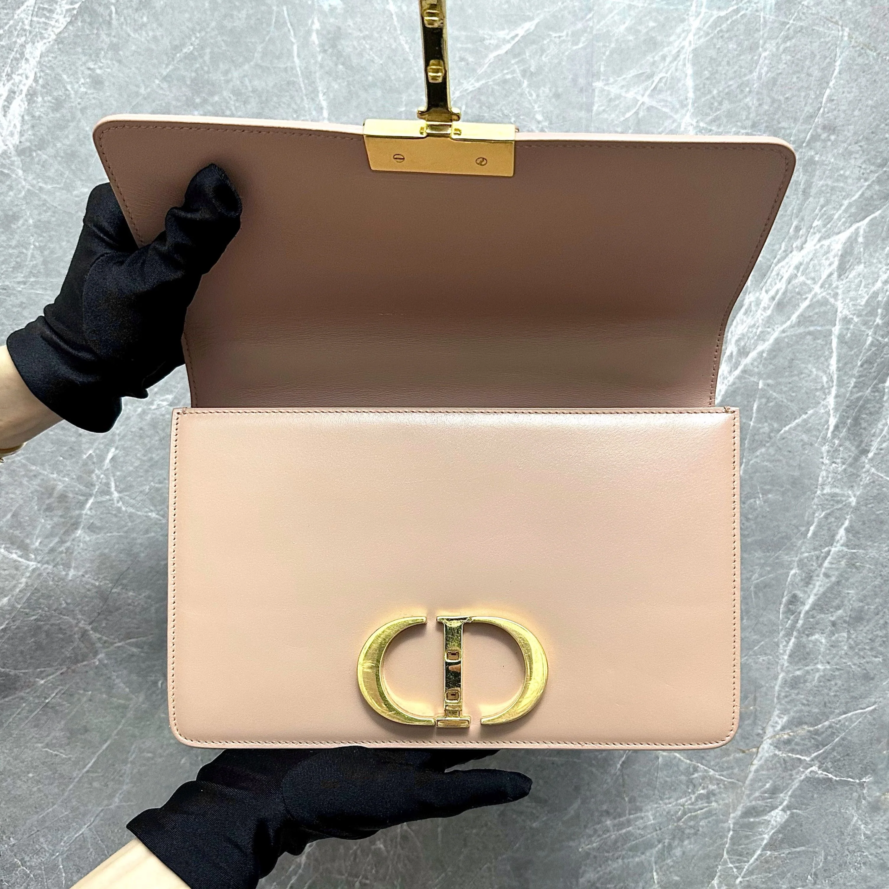 Dior Montaigne 30 Calfskin Medium Beige Shoulder Bag GHW - Best Luxury Designers