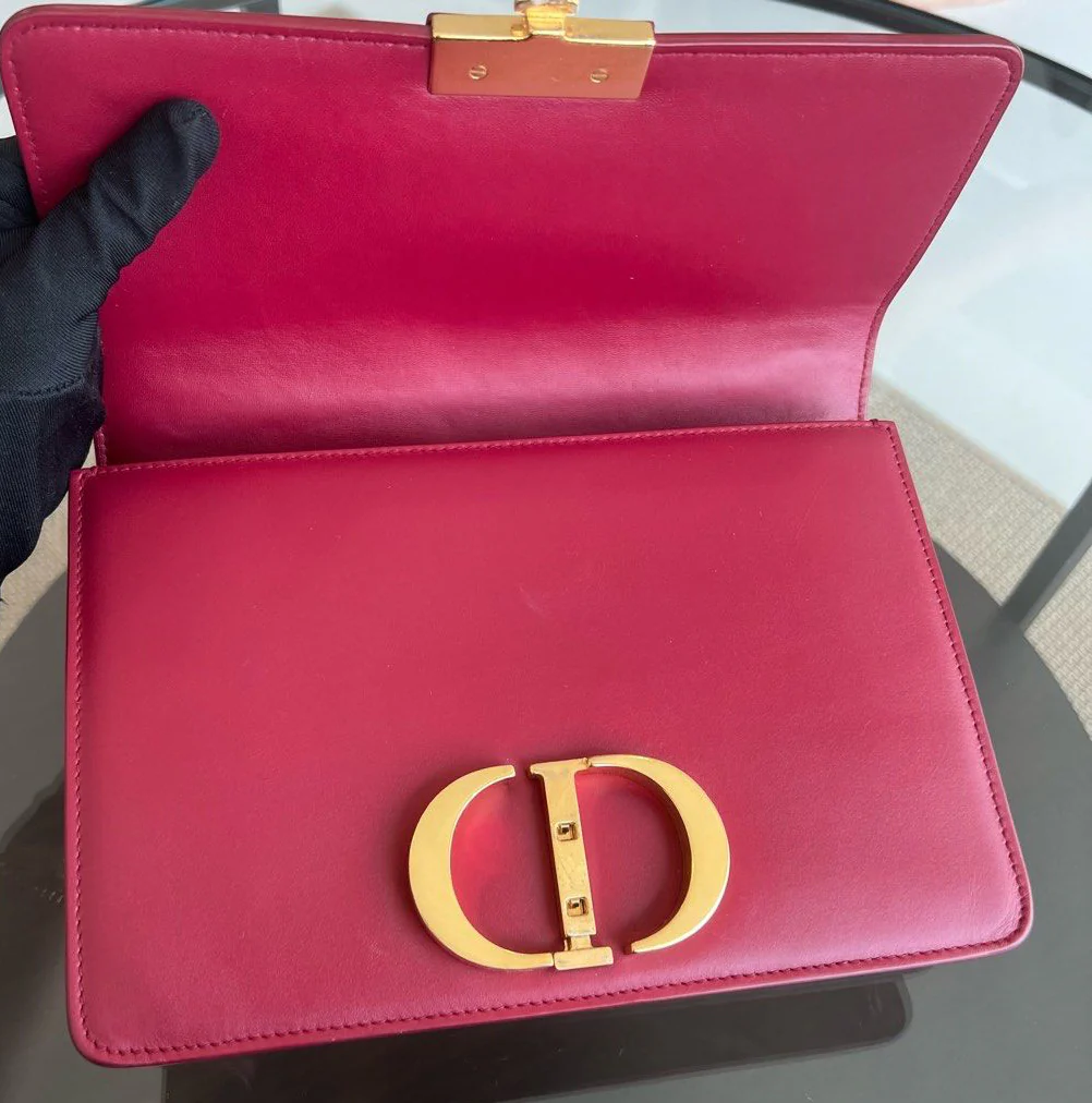 Dior Montaigne 30 Calfskin Medium Red Shoulder Bag GHW - Best Luxury Designers