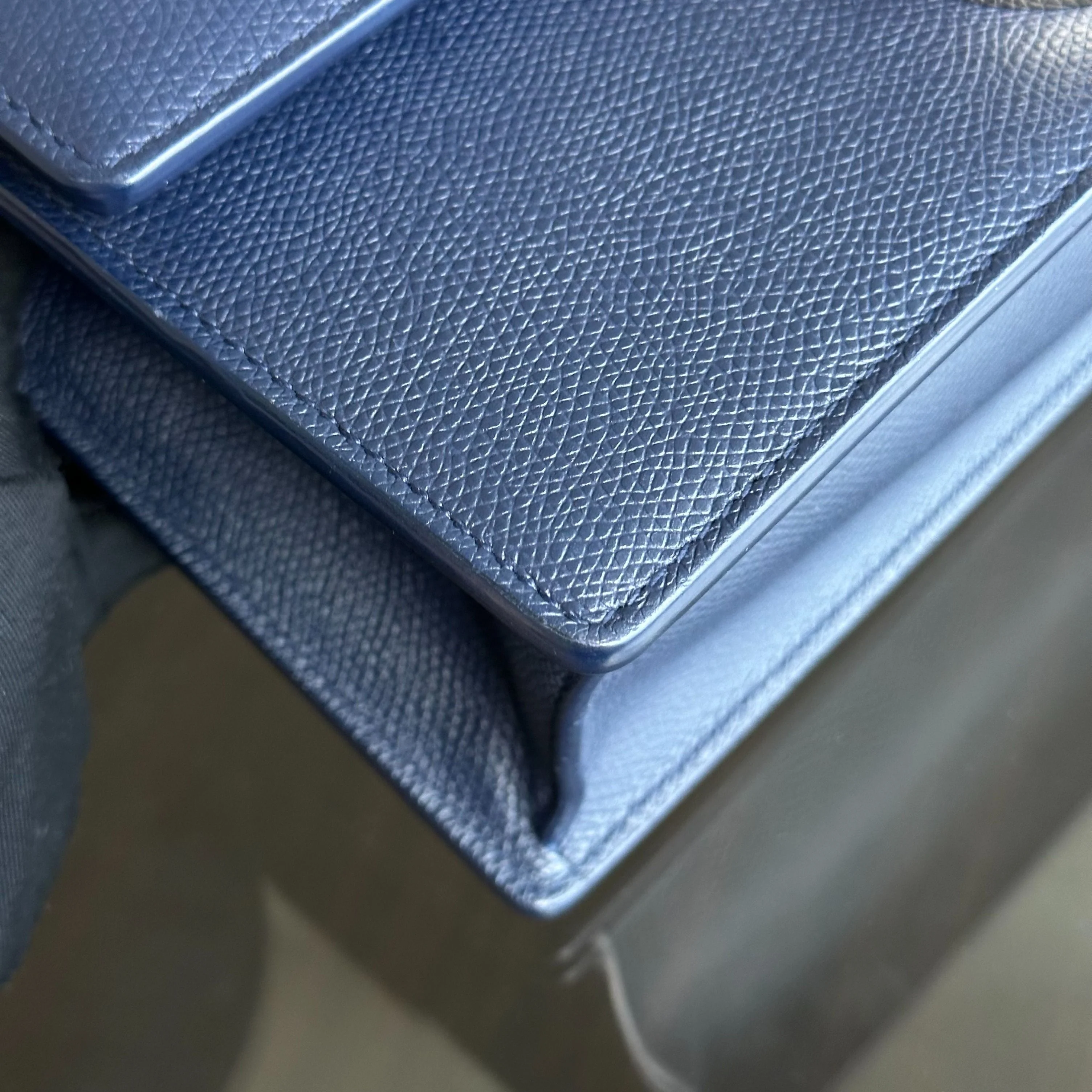 Dior Montaigne 30 East West Grained Calfskin Dark Blue LGHW - Best Luxury Designers