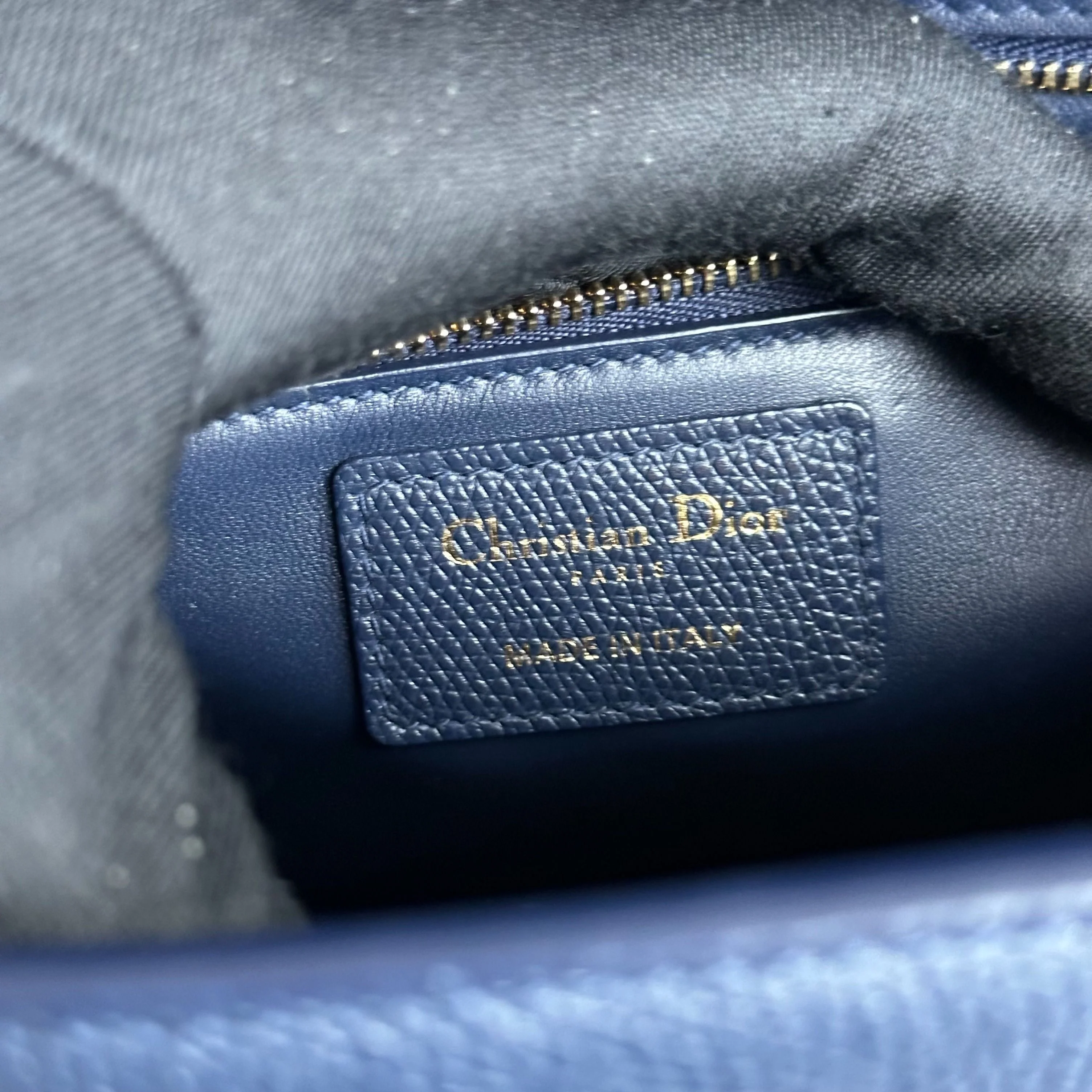 Dior Montaigne 30 East West Grained Calfskin Dark Blue LGHW - Best Luxury Designers