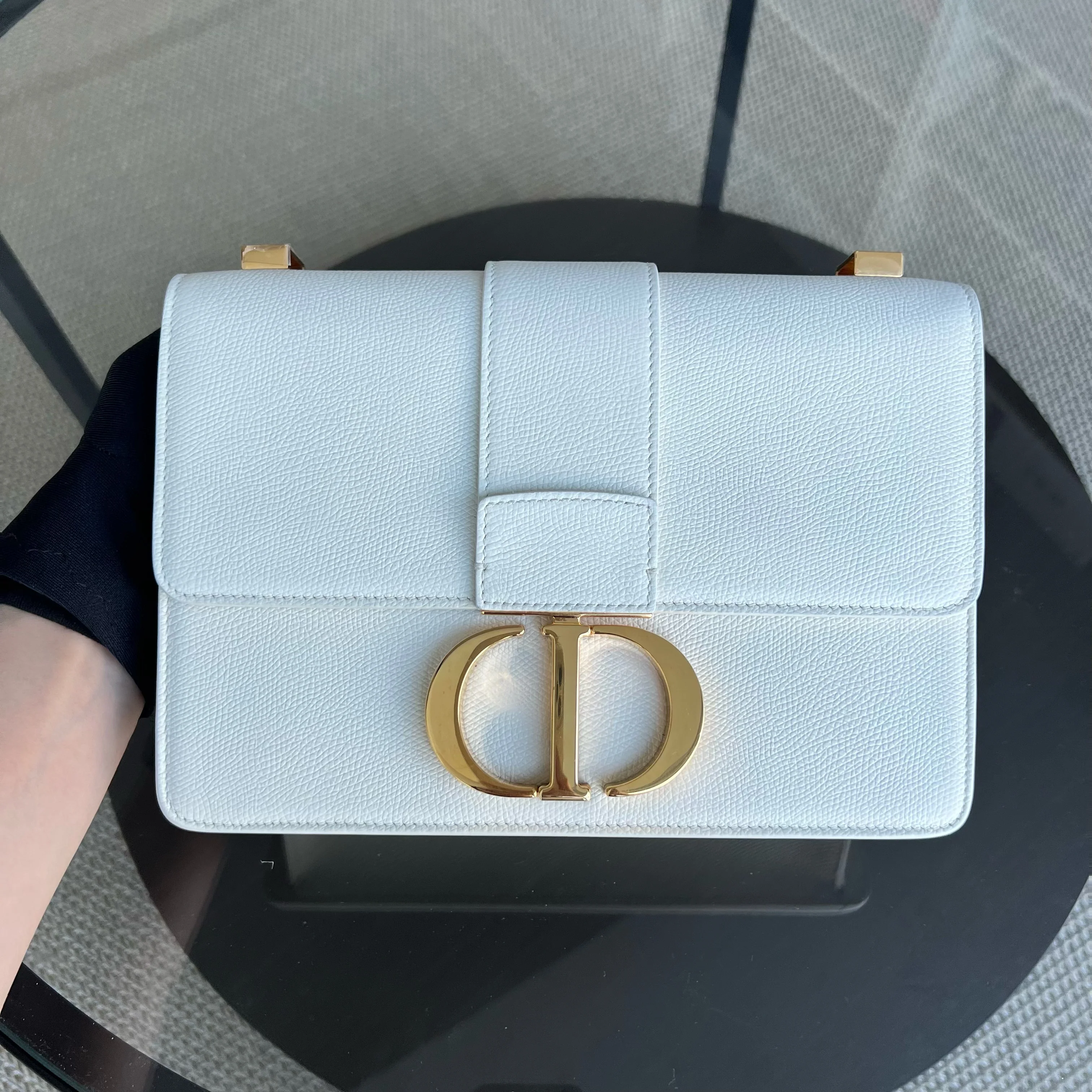 Dior Montaigne 30 Grained Calfskin White Golden Hardware - Best Luxury Designers