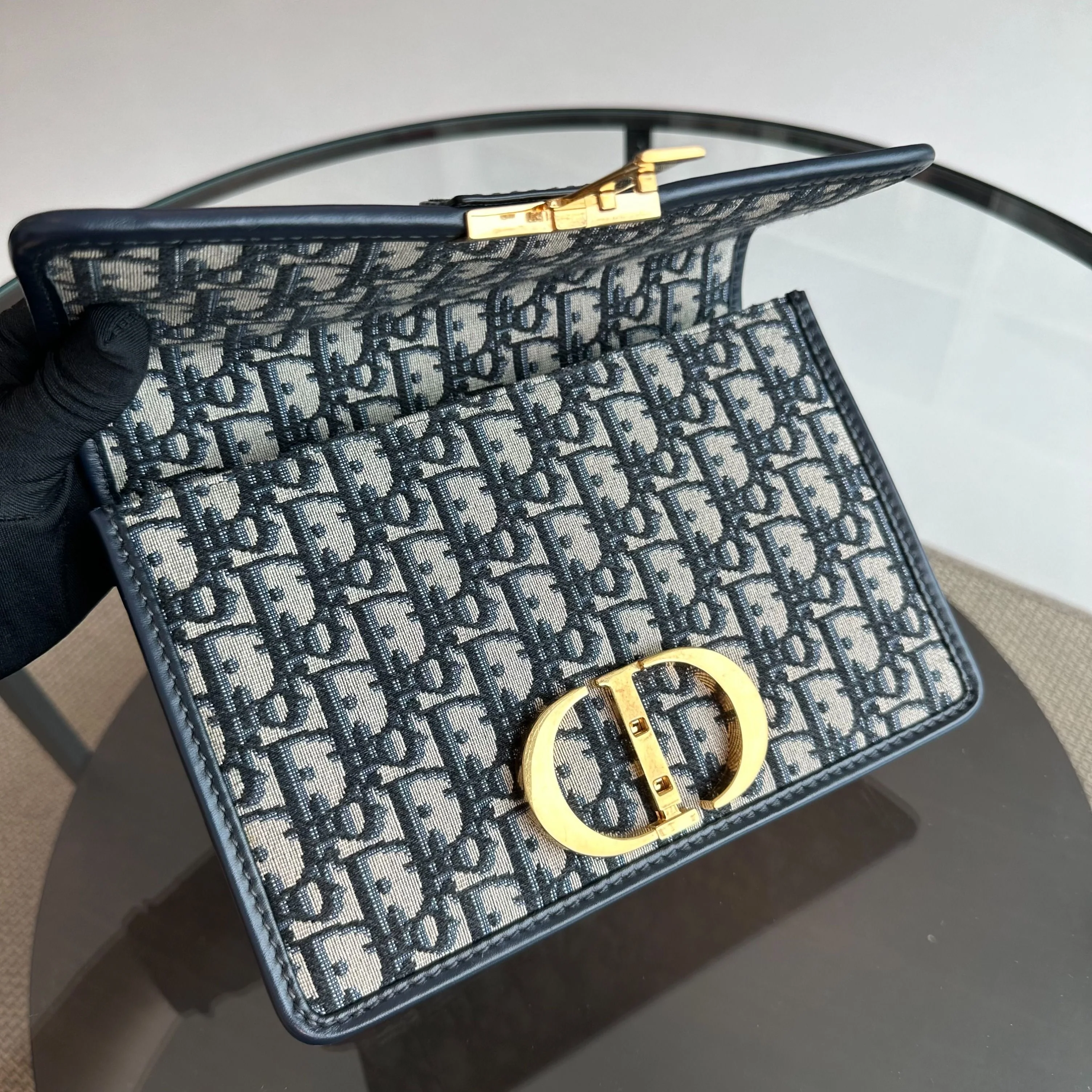 Dior Montaigne 30 Oblique Monogram Blue Shoulder Bag GHW - Best Luxury Designers