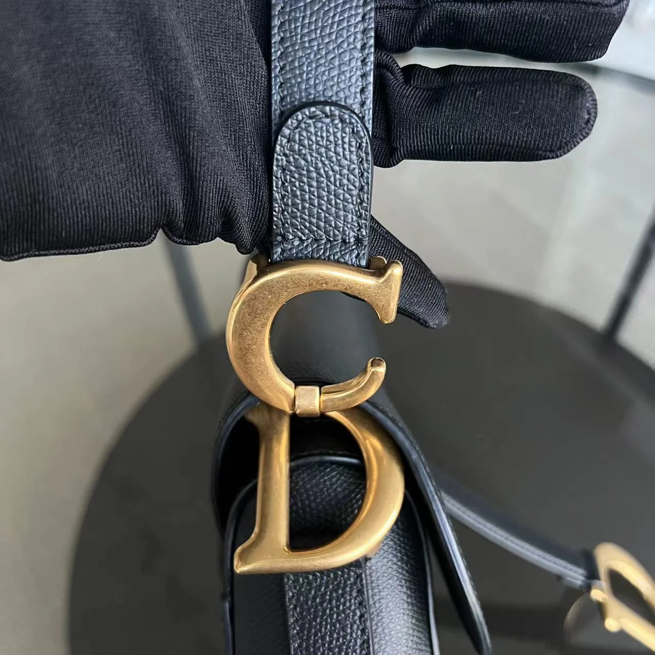 Dior Saddle Medium 25CM Grained Calfskin Black Golden Hardware - Best Luxury Designers