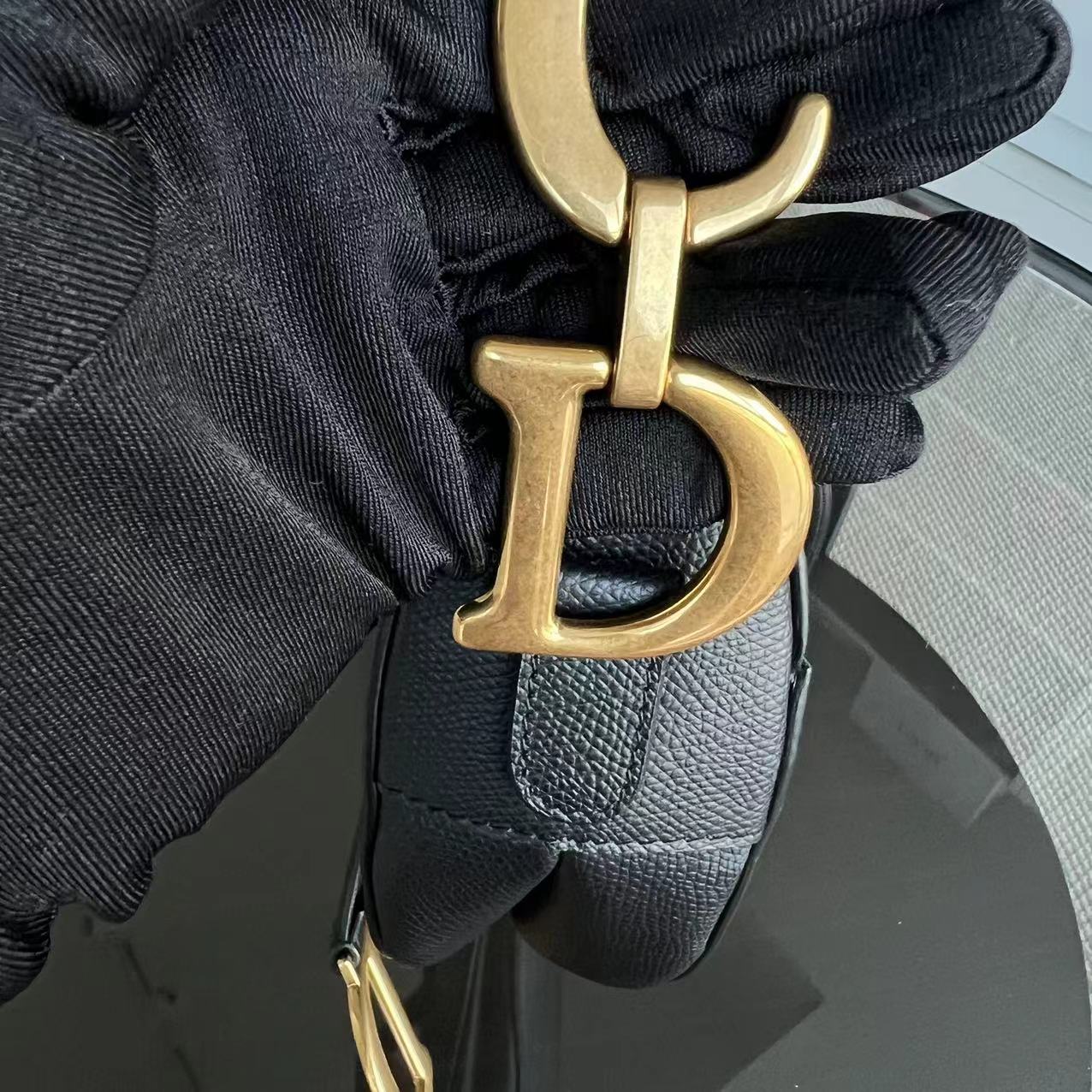 Dior Saddle Medium 25CM Grained Calfskin Black Golden Hardware - Best Luxury Designers