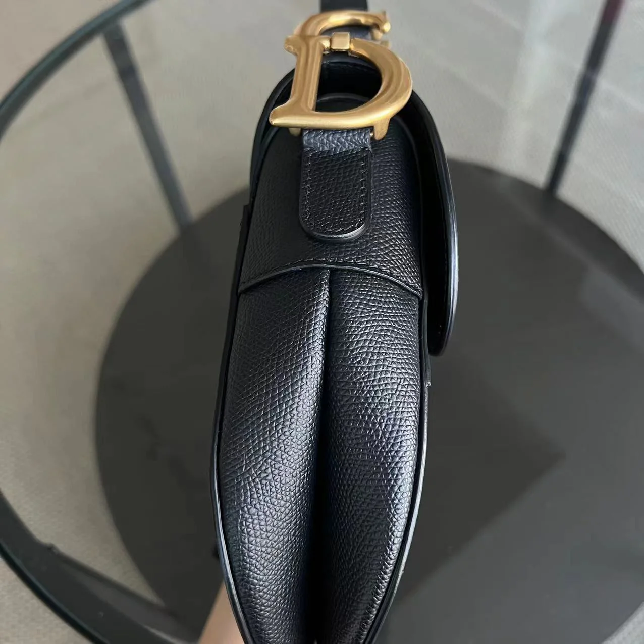 Dior Saddle Medium 25CM Grained Calfskin Black Golden Hardware - Best Luxury Designers