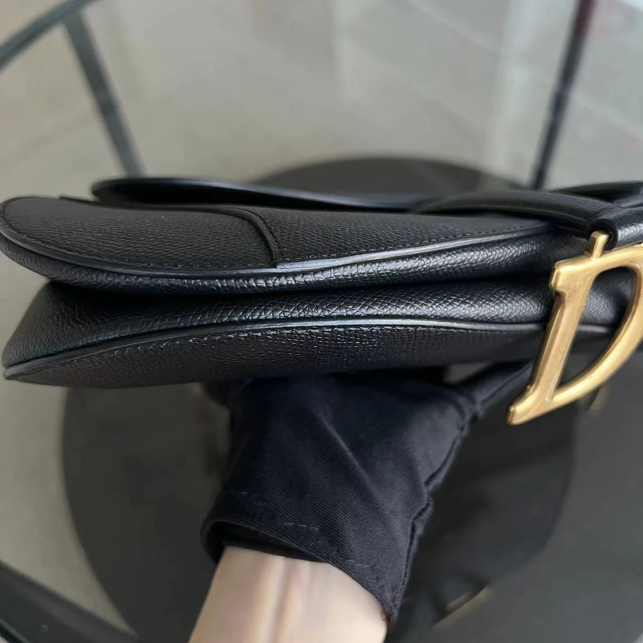 Dior Saddle Medium 25CM Grained Calfskin Black Golden Hardware - Best Luxury Designers