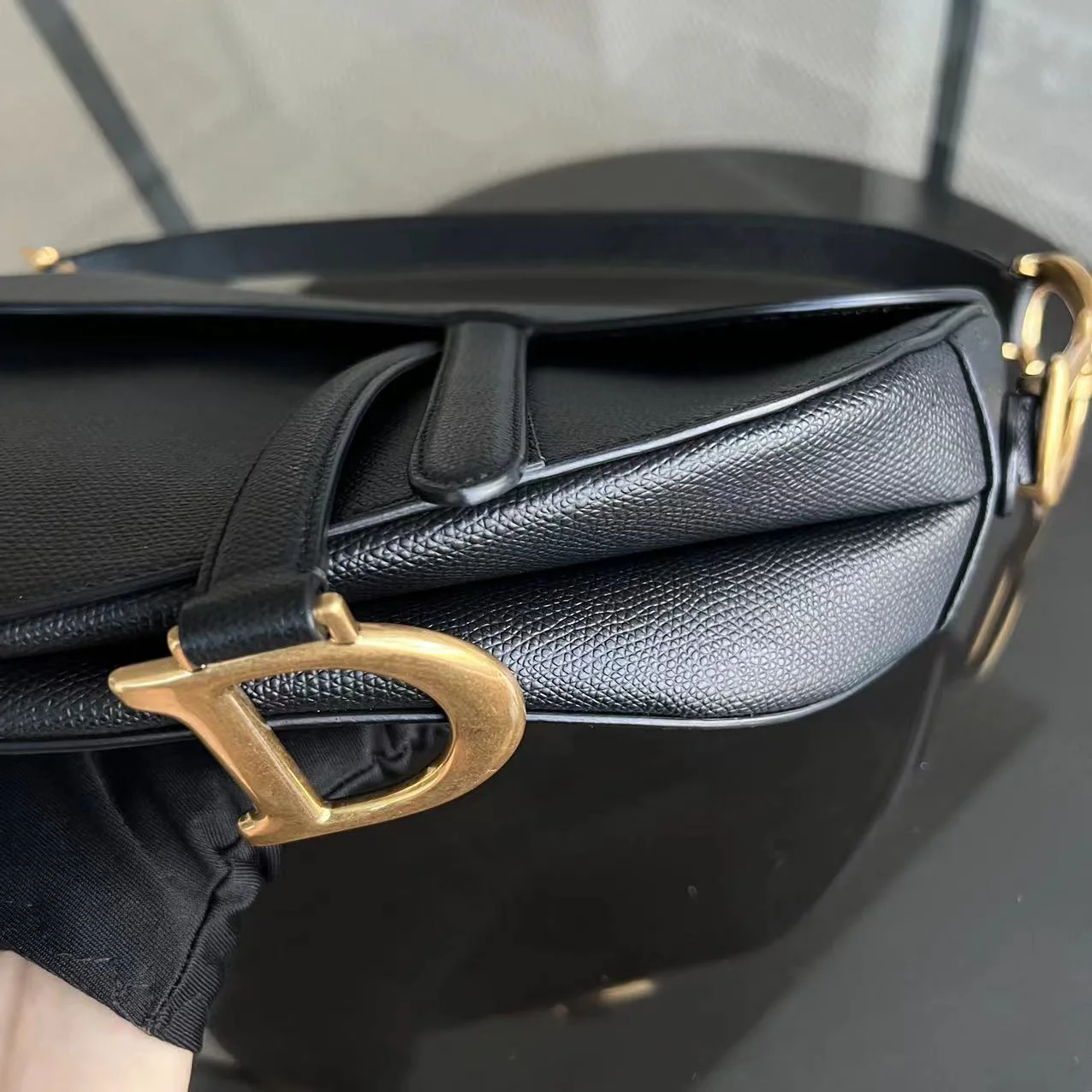 Dior Saddle Medium 25CM Grained Calfskin Black Golden Hardware - Best Luxury Designers