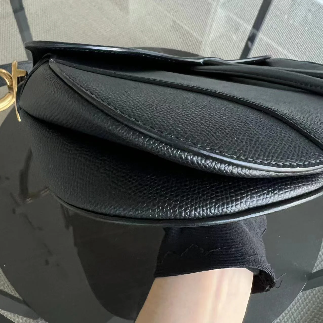 Dior Saddle Medium 25CM Grained Calfskin Black Golden Hardware - Best Luxury Designers