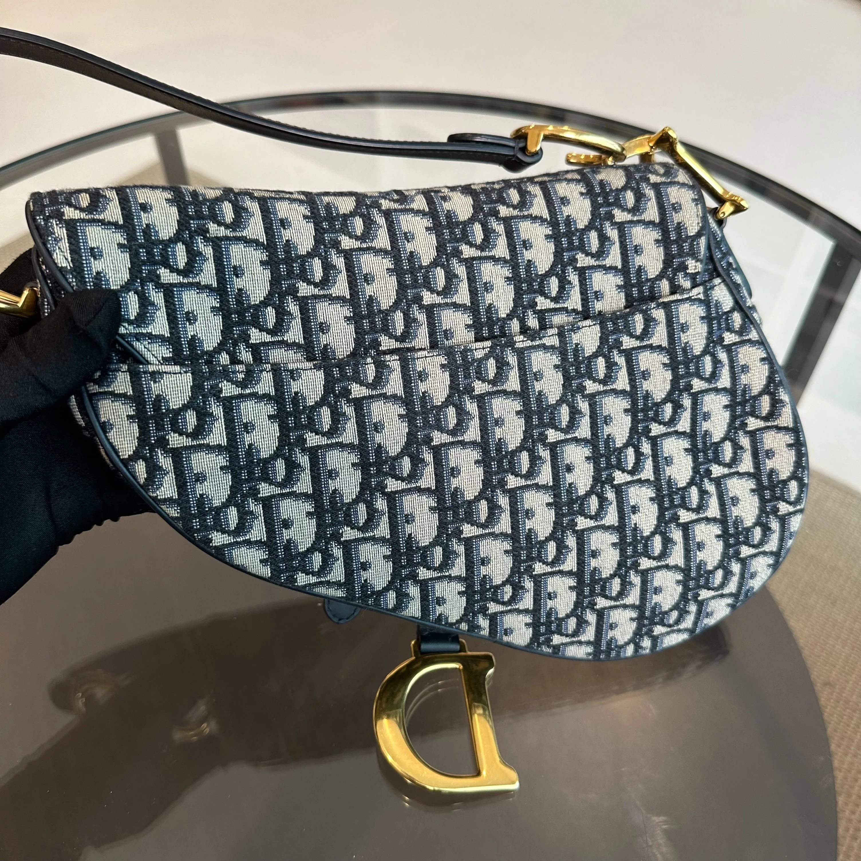 Dior Saddle Medium Dark Blue Oblique Canvas AGHW - Best Luxury Designers