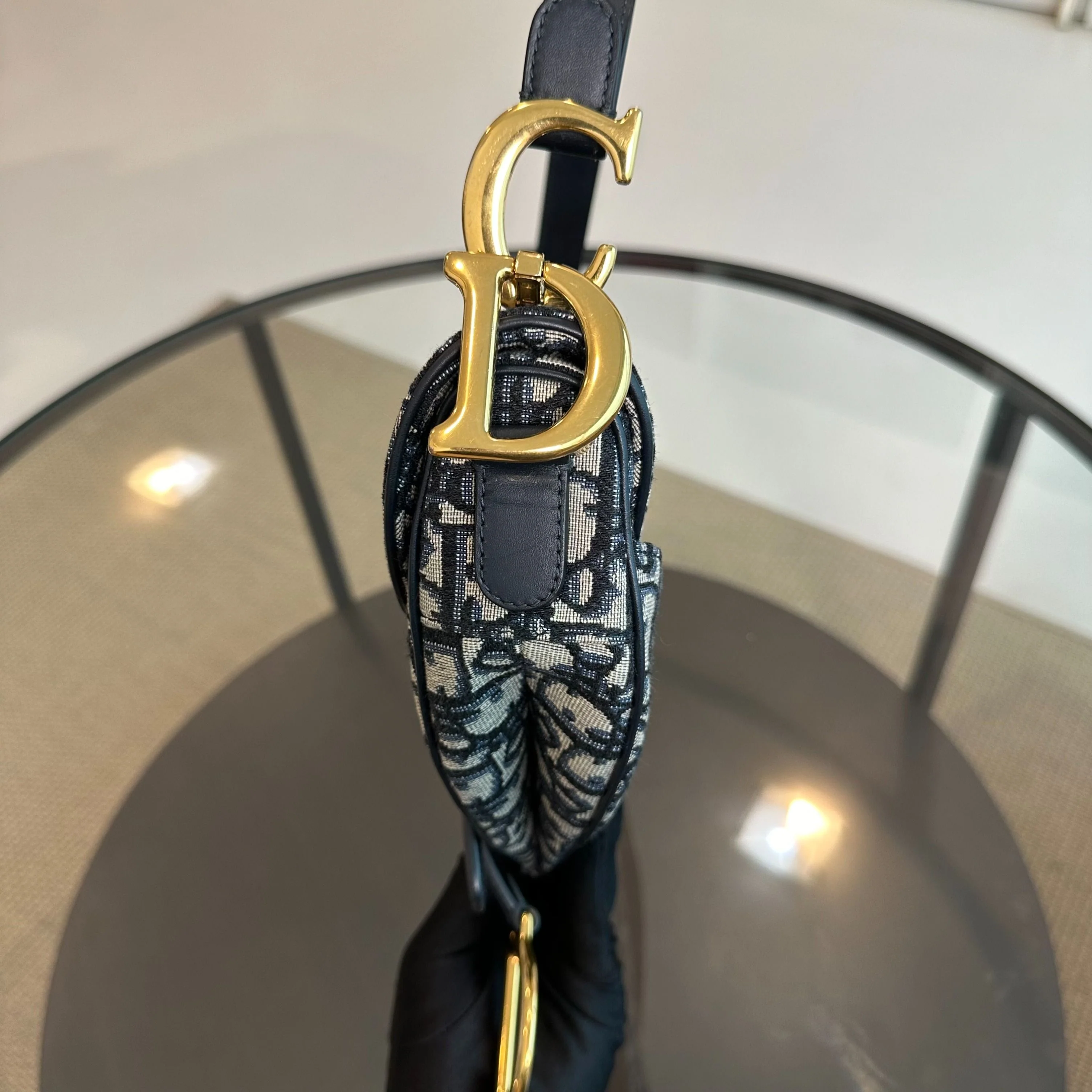 Dior Saddle Medium Dark Blue Oblique Canvas AGHW - Best Luxury Designers