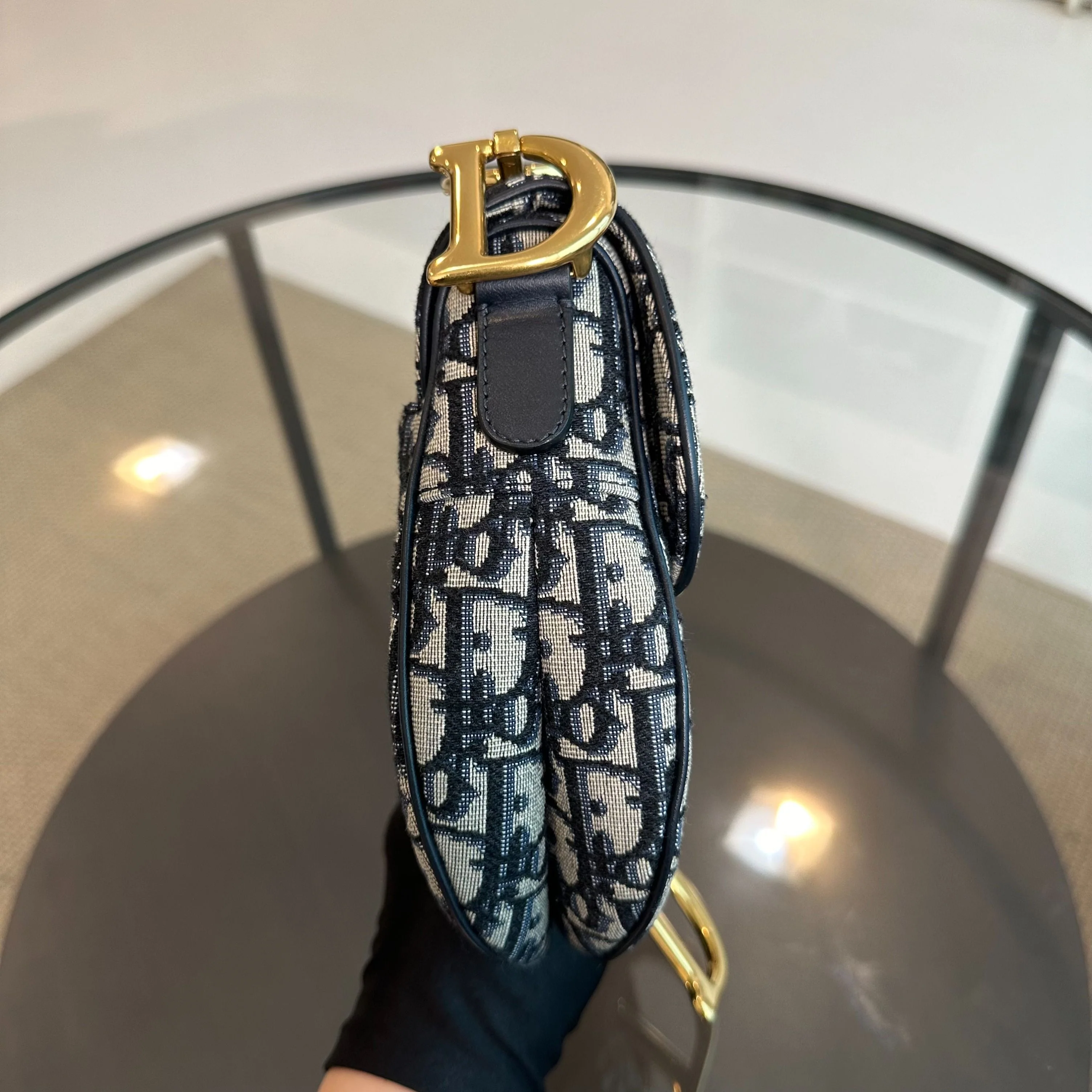 Dior Saddle Medium Dark Blue Oblique Canvas AGHW - Best Luxury Designers