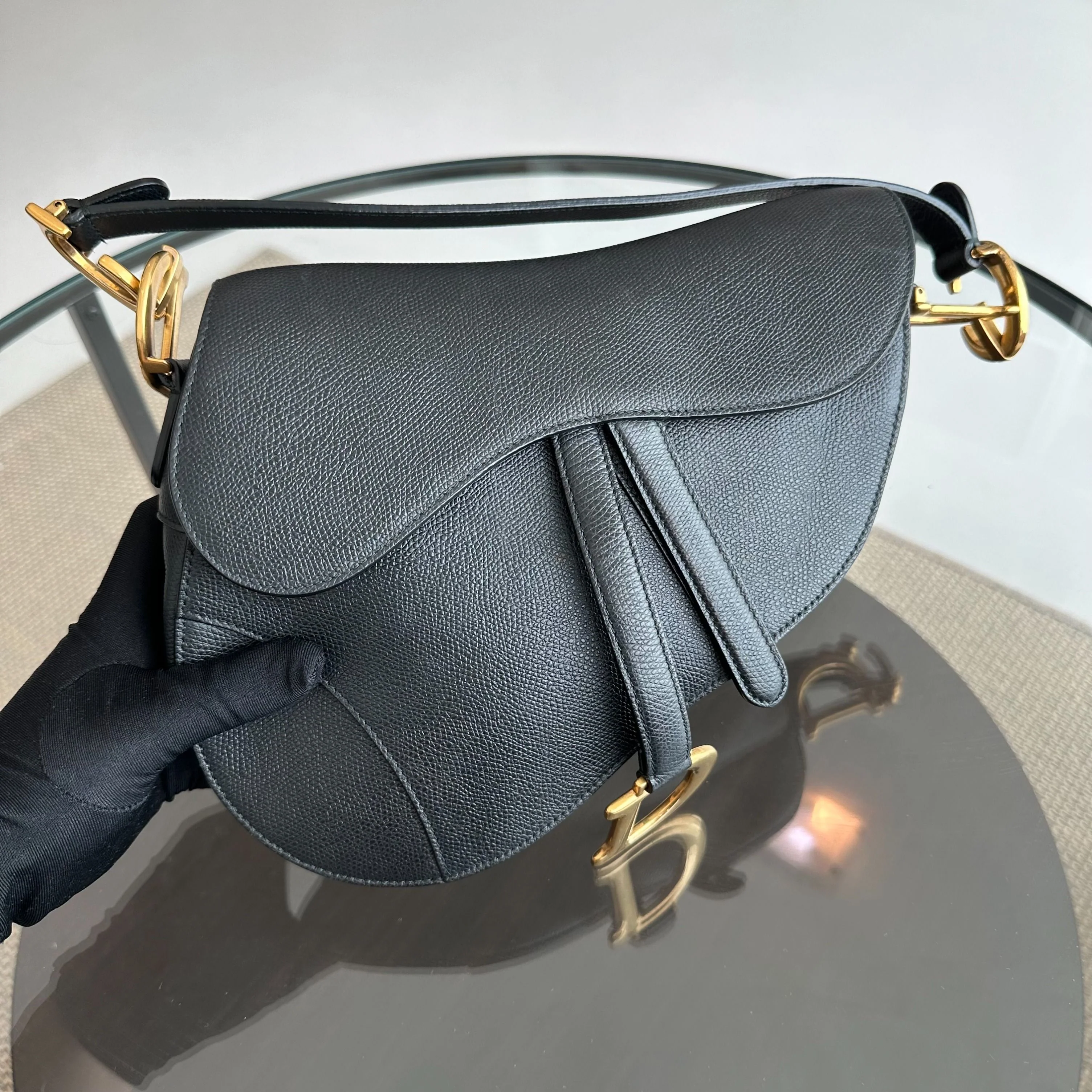 Dior Saddle Medium Grained Calfskin Black GHW - Best Luxury Designers