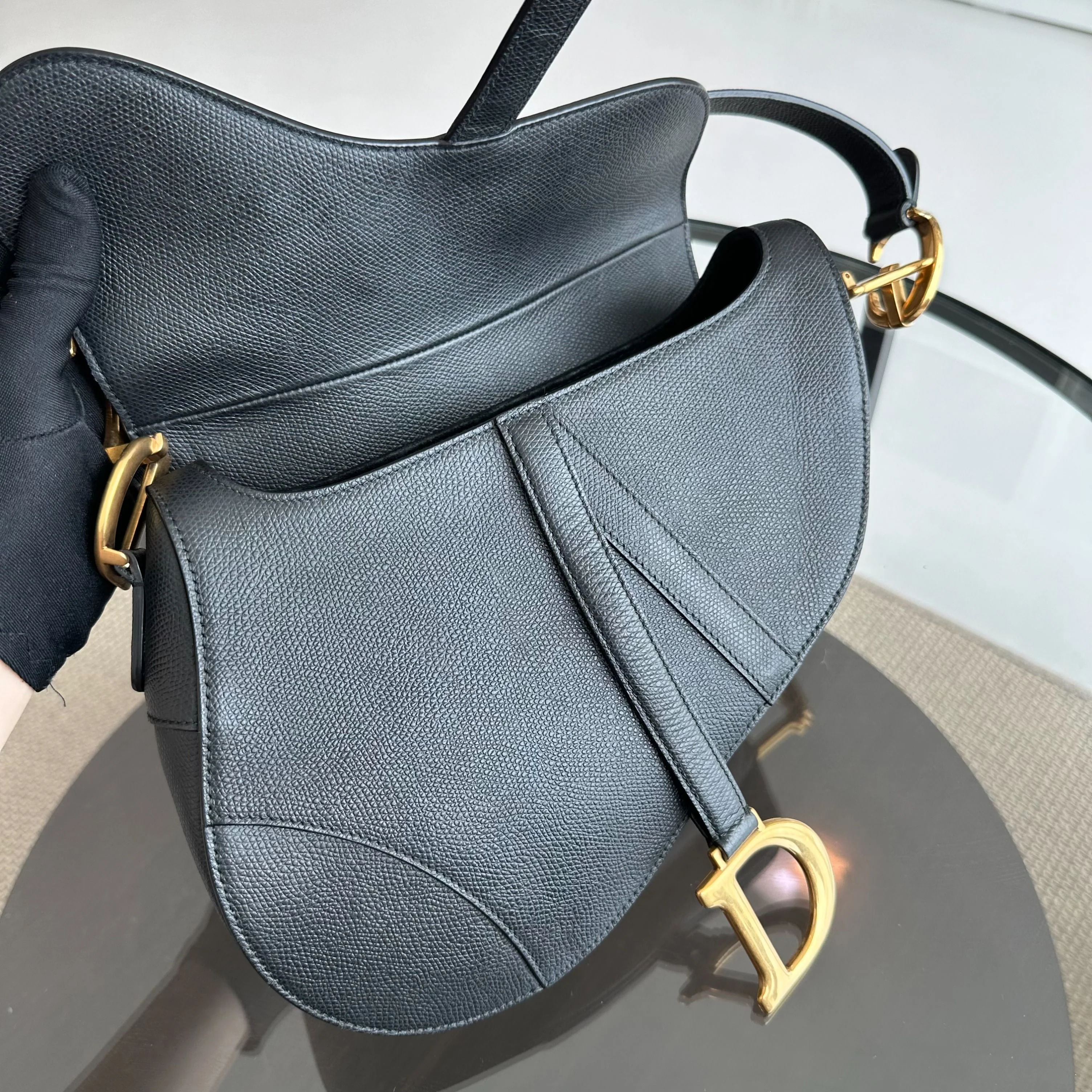 Dior Saddle Medium Grained Calfskin Black GHW - Best Luxury Designers