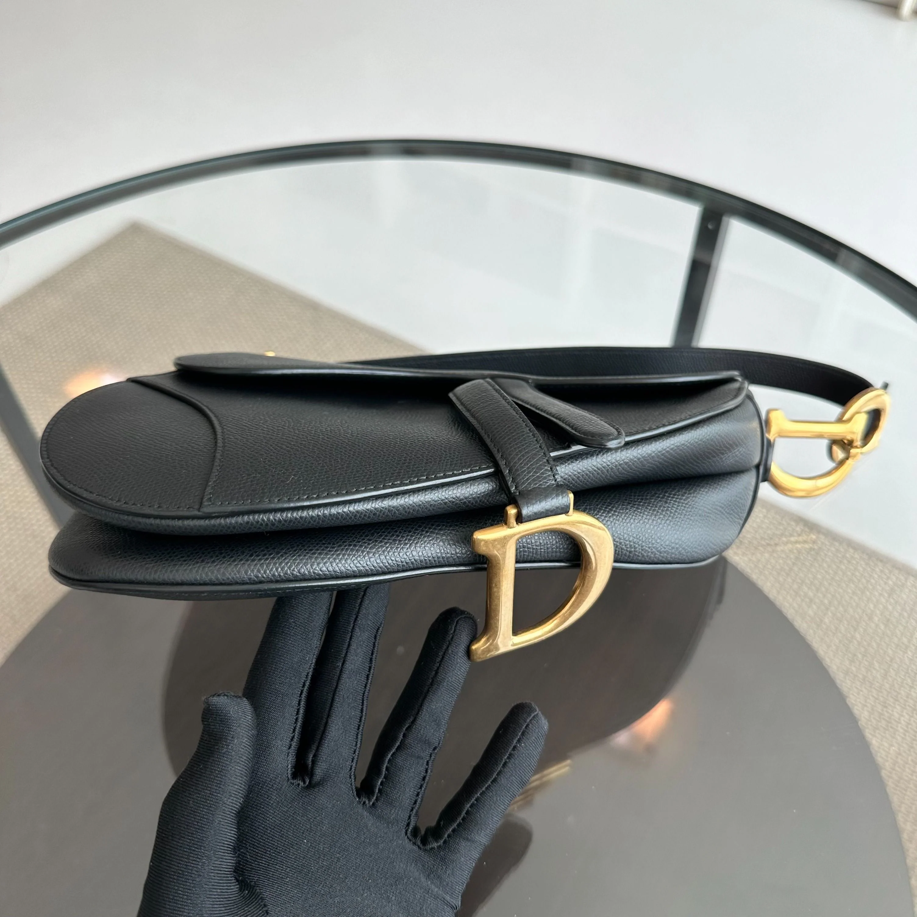 Dior Saddle Medium Grained Calfskin Black GHW - Best Luxury Designers