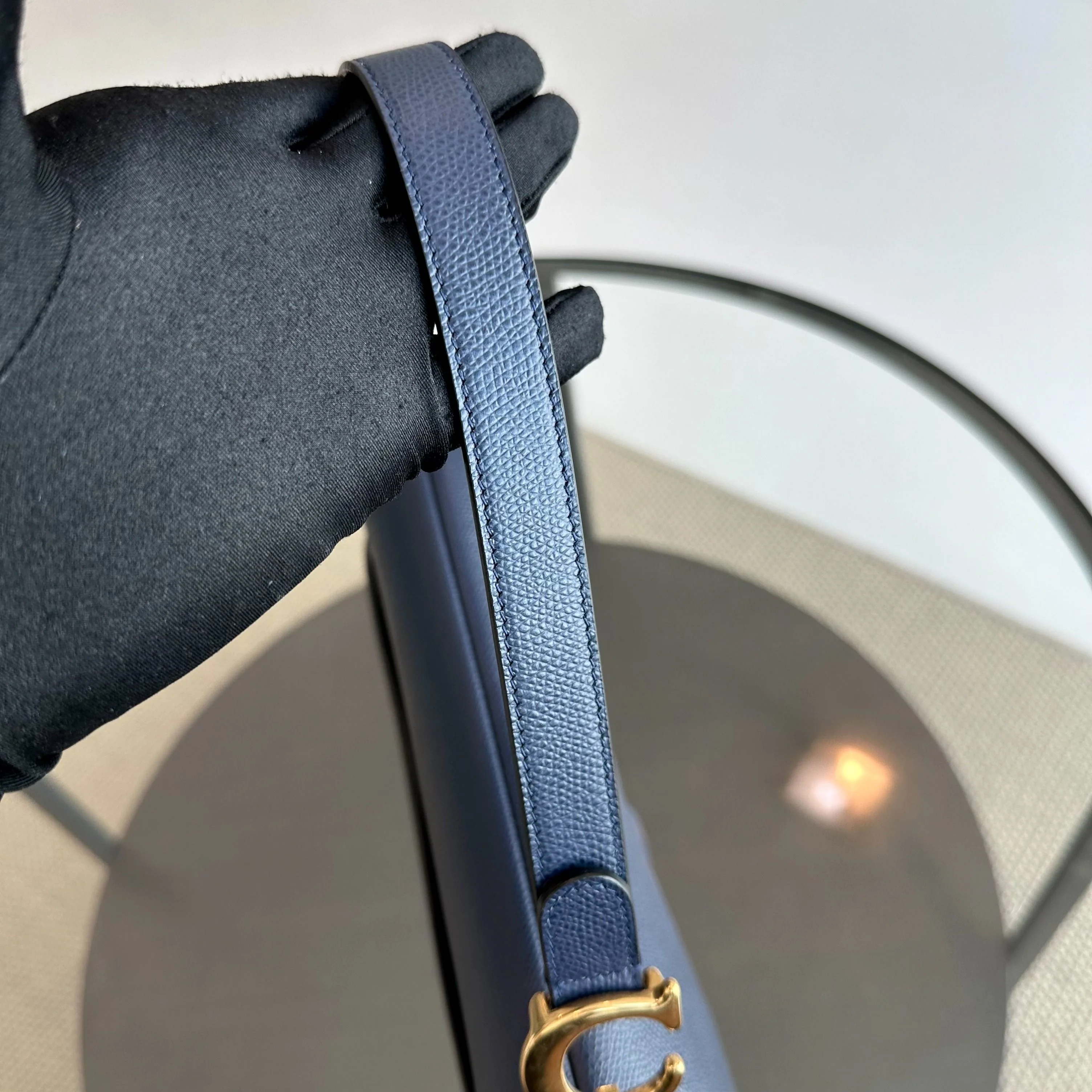 Dior Saddle Medium Grained Calfskin Dark Blue GHW - Best Luxury Designers