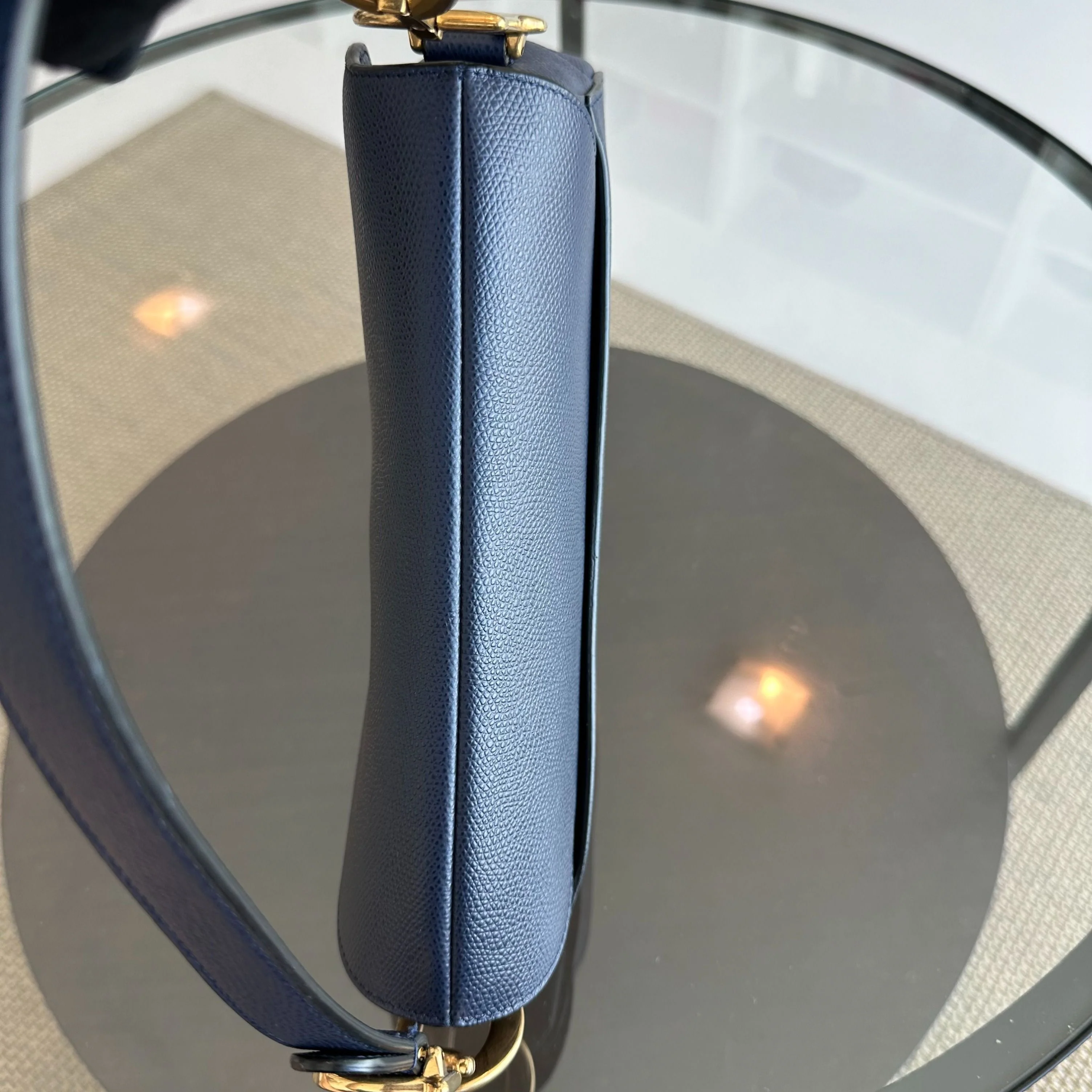 Dior Saddle Medium Grained Calfskin Dark Blue GHW - Best Luxury Designers