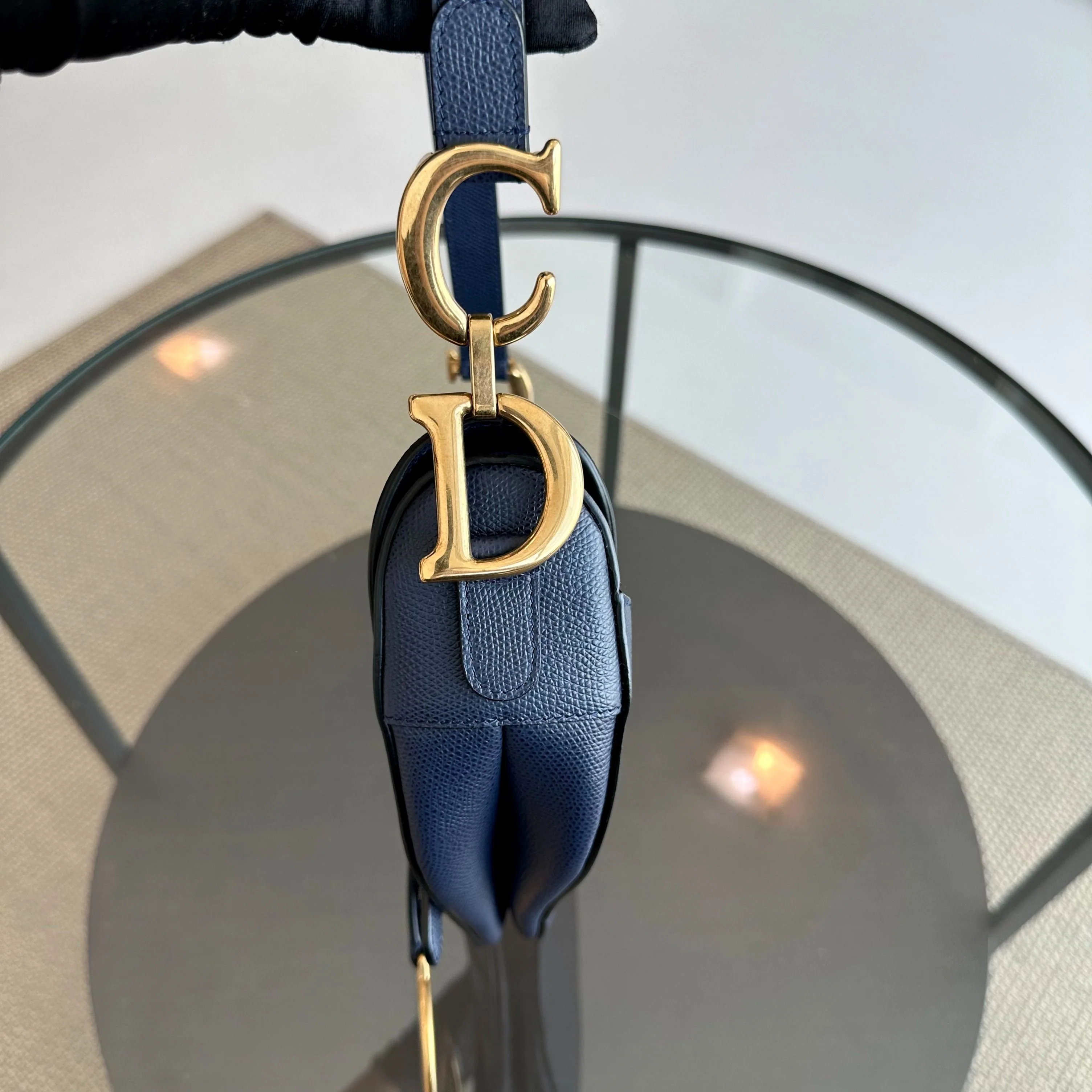 Dior Saddle Medium Grained Calfskin Dark Blue GHW - Best Luxury Designers