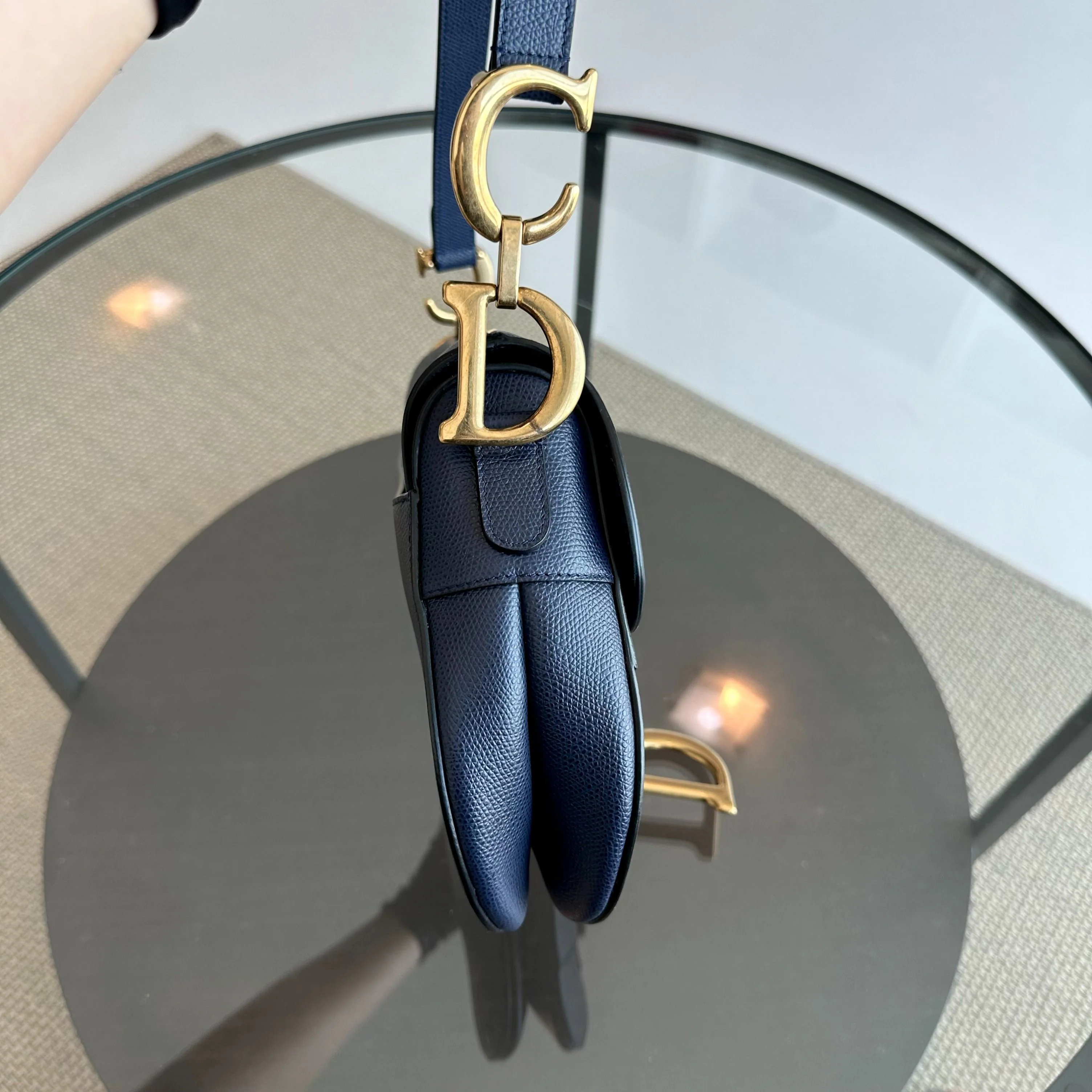 Dior Saddle Medium Grained Calfskin Dark Blue GHW - Best Luxury Designers