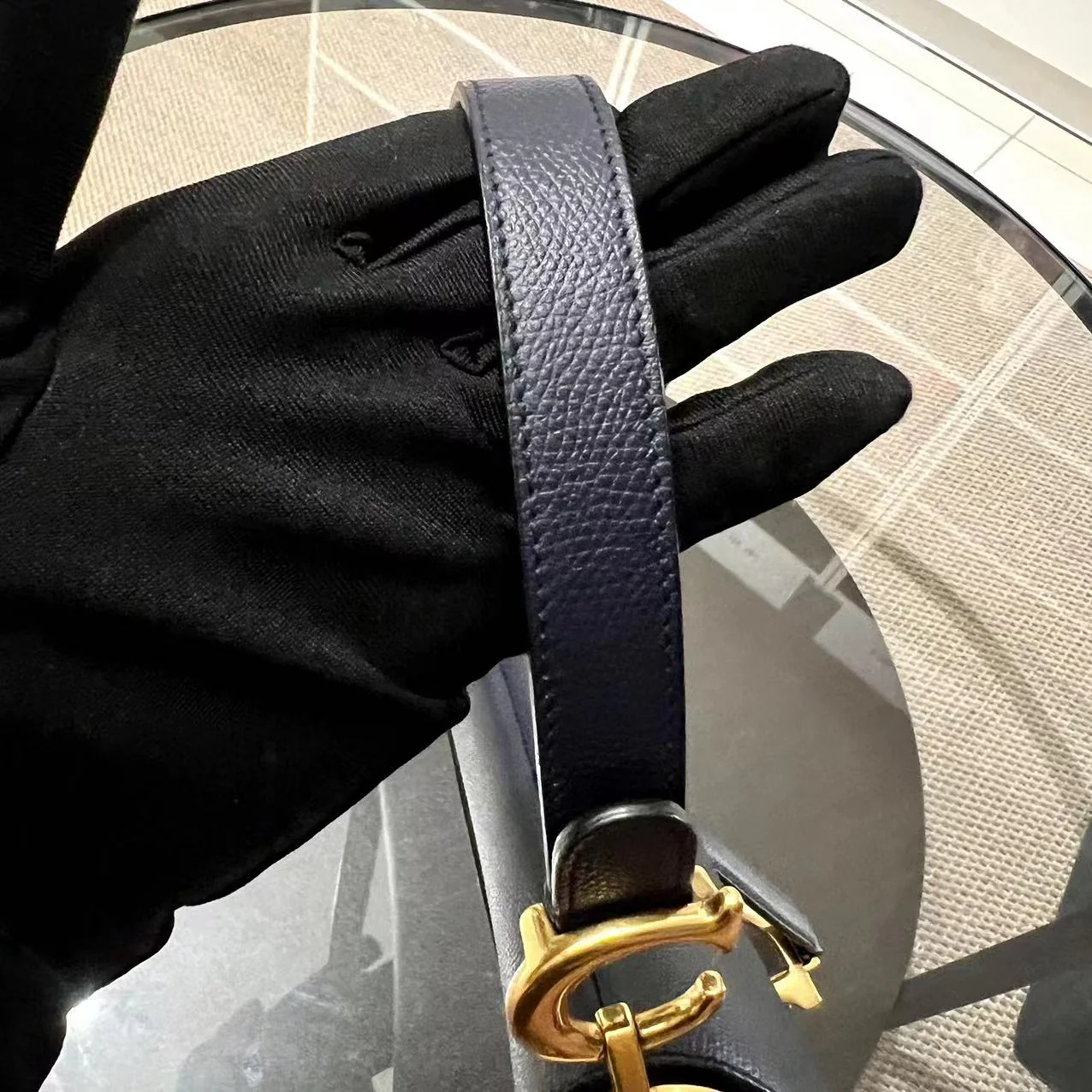 Dior Saddle Medium Grained Calfskin Dark Blue Golden Hardware - Best Luxury Designers