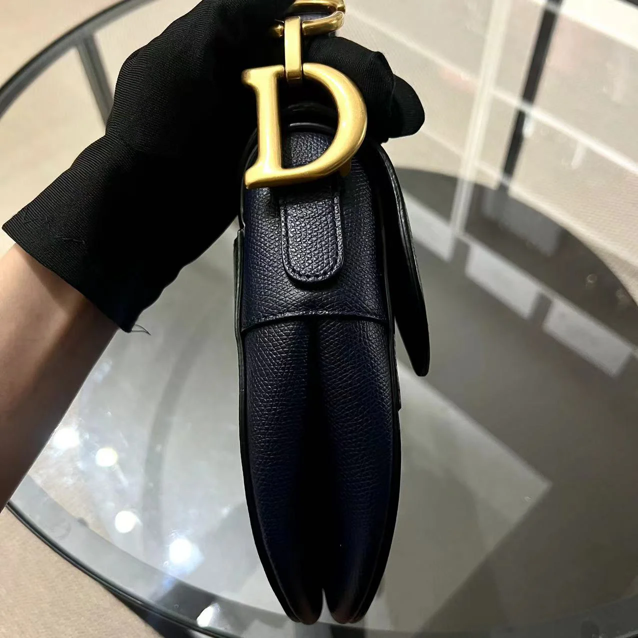 Dior Saddle Medium Grained Calfskin Dark Blue Golden Hardware - Best Luxury Designers