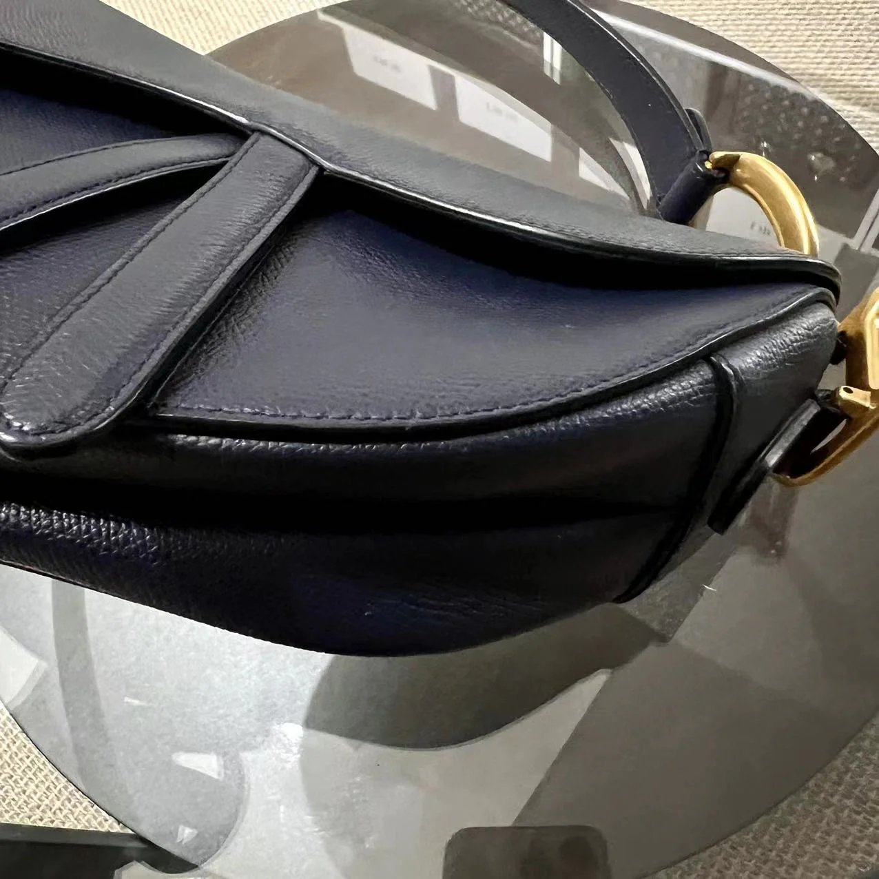 Dior Saddle Medium Grained Calfskin Dark Blue Golden Hardware - Best Luxury Designers