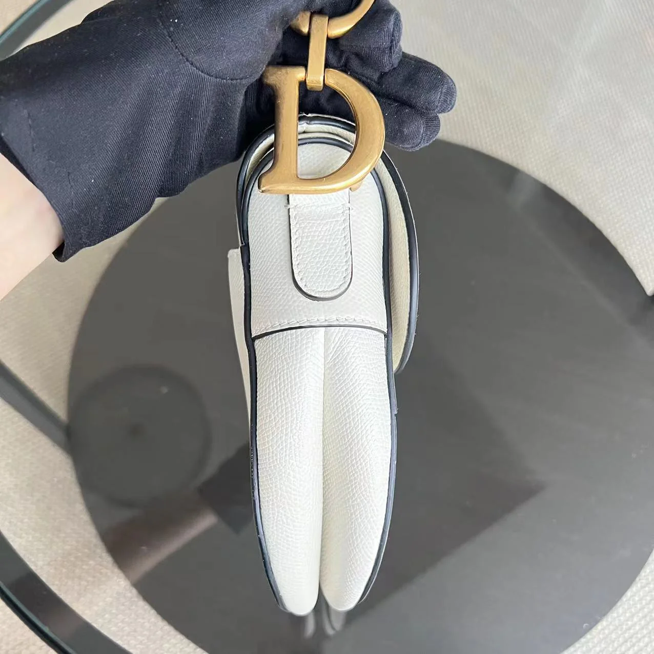 Dior Saddle Medium Grained Calfskin White GHW - Best Luxury Designers