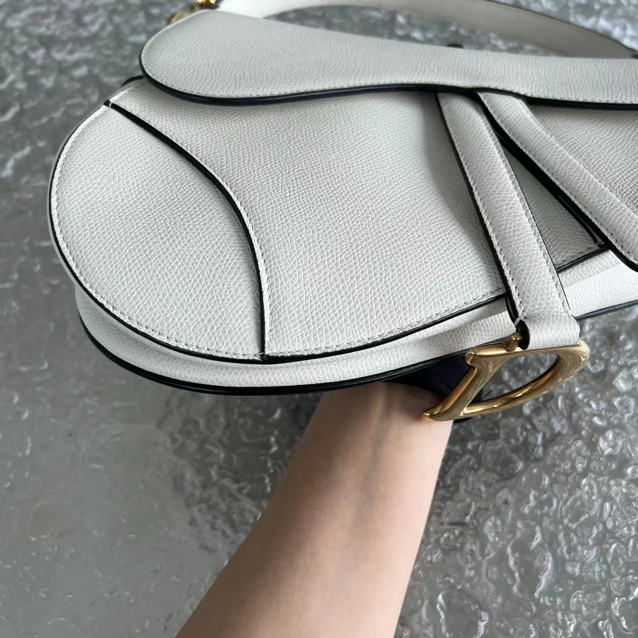 Dior Saddle Medium Grained Calfskin White Golden Hardware - Best Luxury Designers