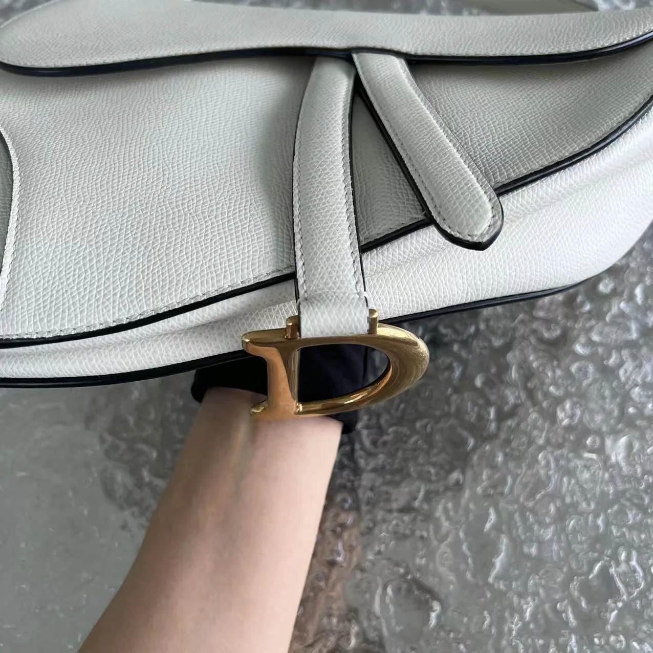 Dior Saddle Medium Grained Calfskin White Golden Hardware - Best Luxury Designers