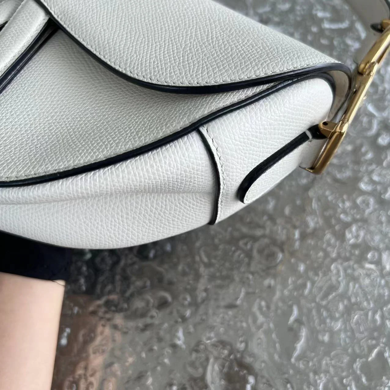 Dior Saddle Medium Grained Calfskin White Golden Hardware - Best Luxury Designers