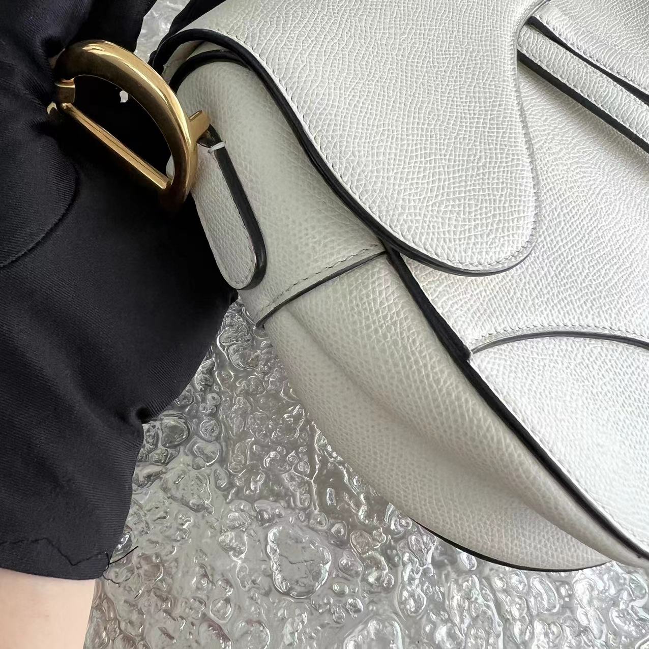 Dior Saddle Medium Grained Calfskin White Golden Hardware - Best Luxury Designers