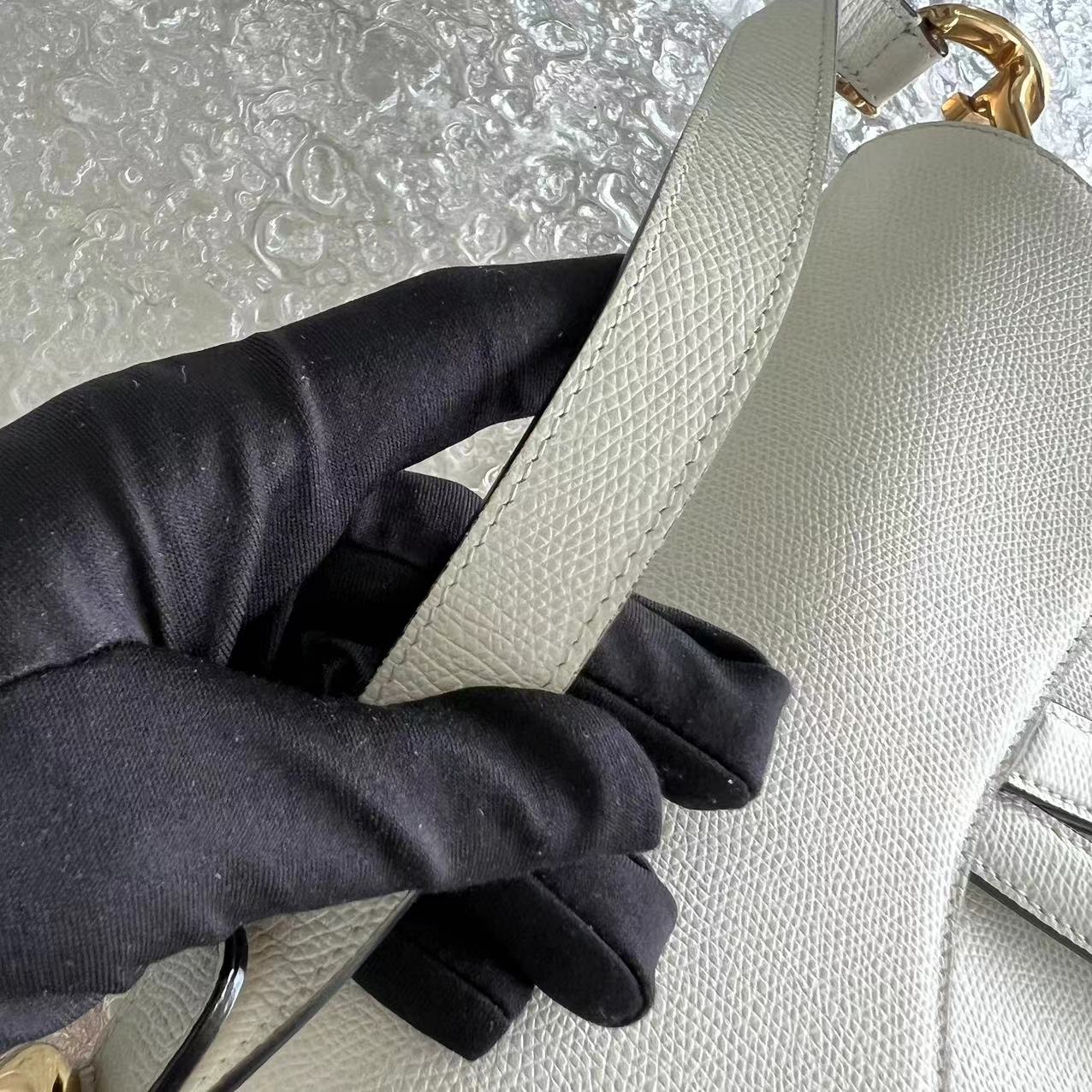 Dior Saddle Medium Grained Calfskin White Golden Hardware - Best Luxury Designers