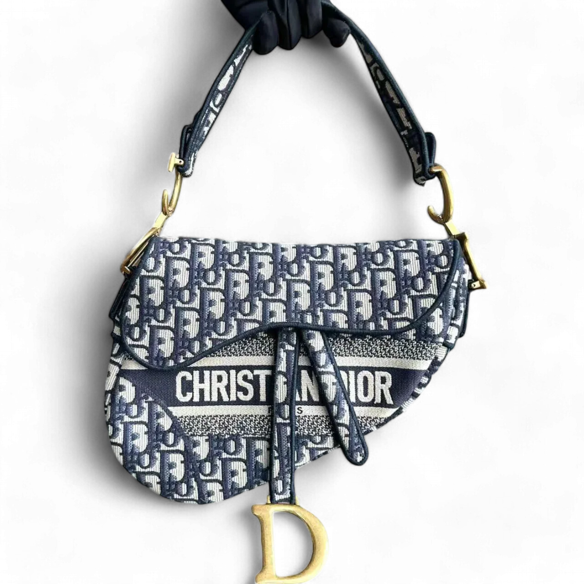 Dior Saddle Medium Oblique Canvas Monogram Dark Blue Golden Hardware